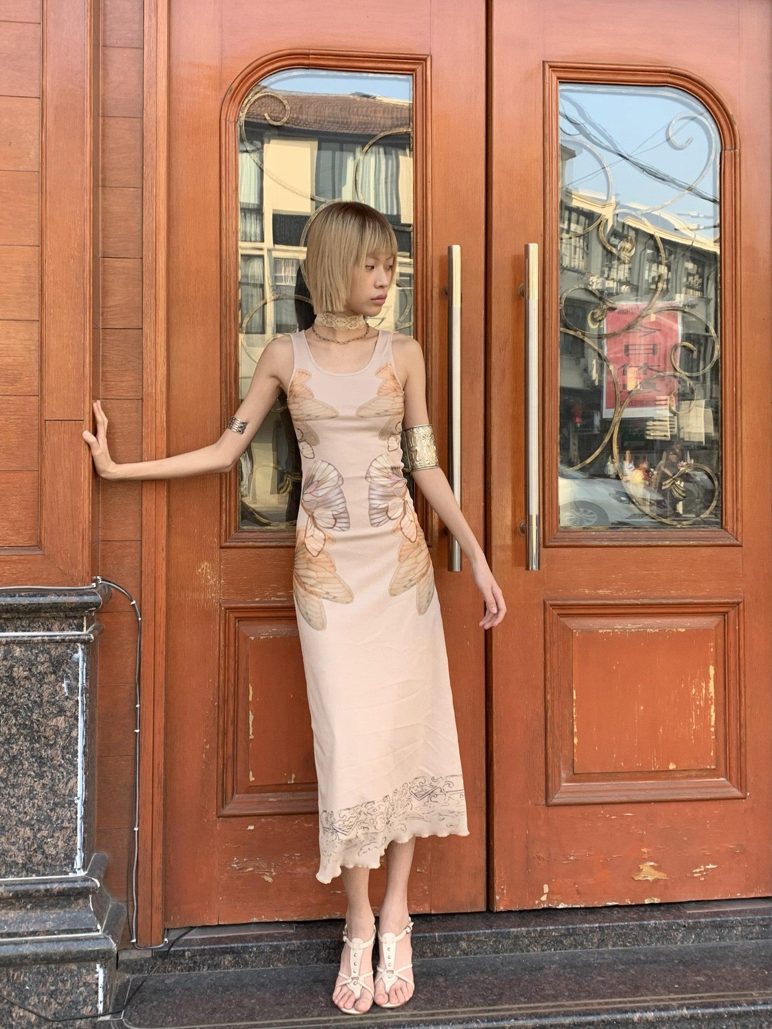 Chipchipshop Nude Butterfly Print Women&