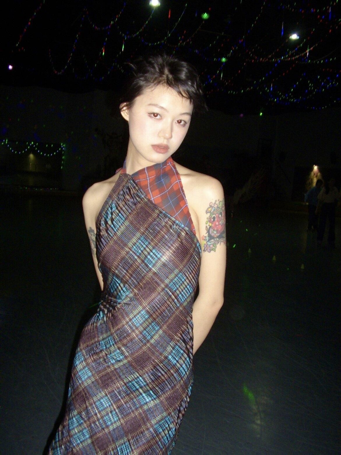 Chipchipshop Plaid Colorblock Asymmetrical Backless Women&