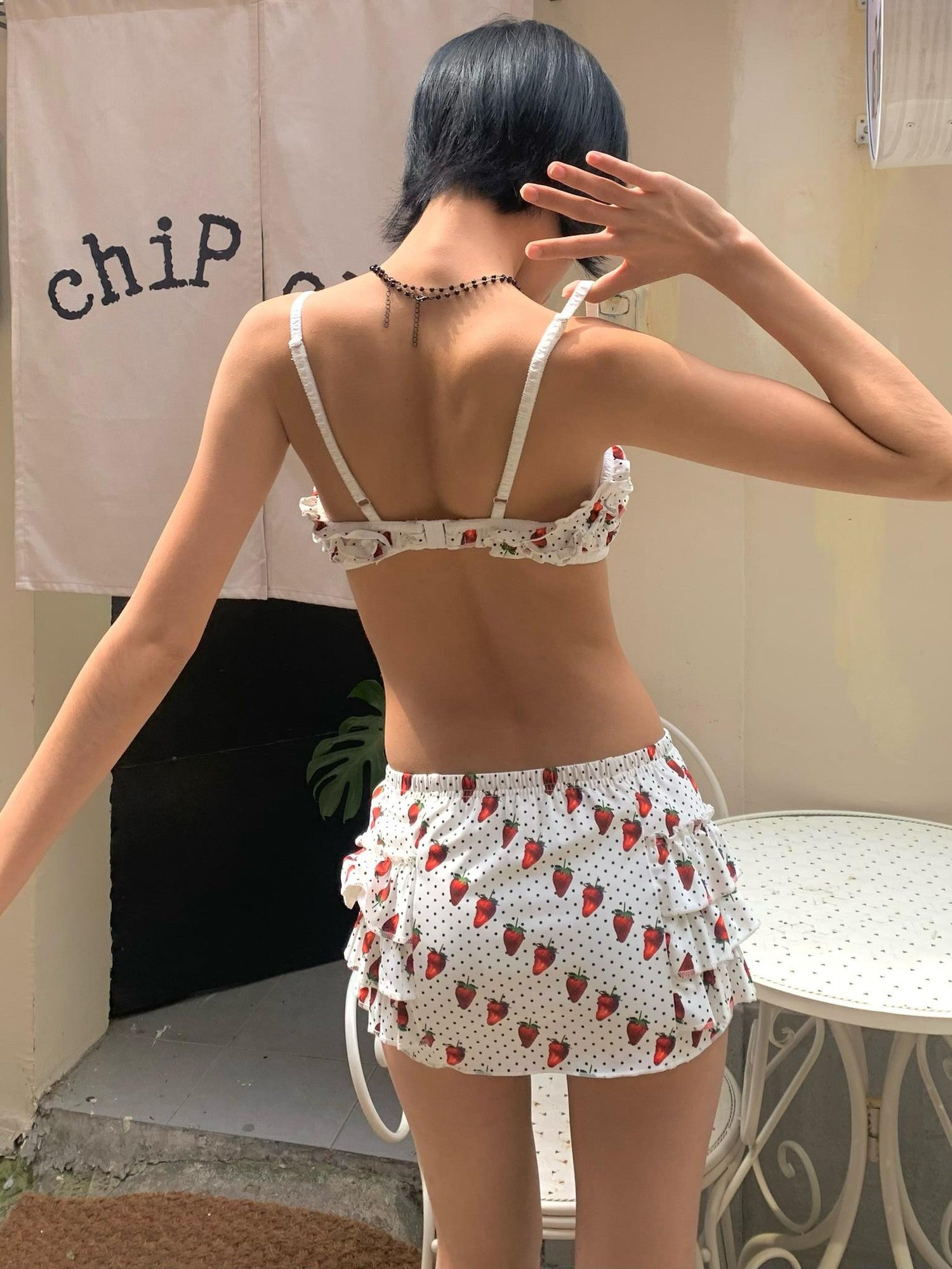 Chipchipshop Strawberry Polka Dot Cupcake Original Print V-neck Women&