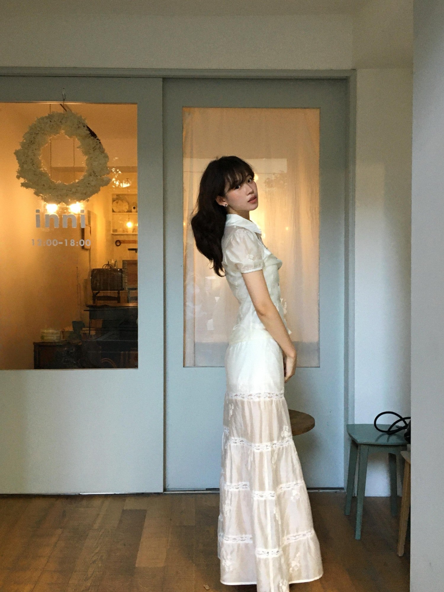 Chipchipshop White Embroidered Lace A Line Low Waist Women&