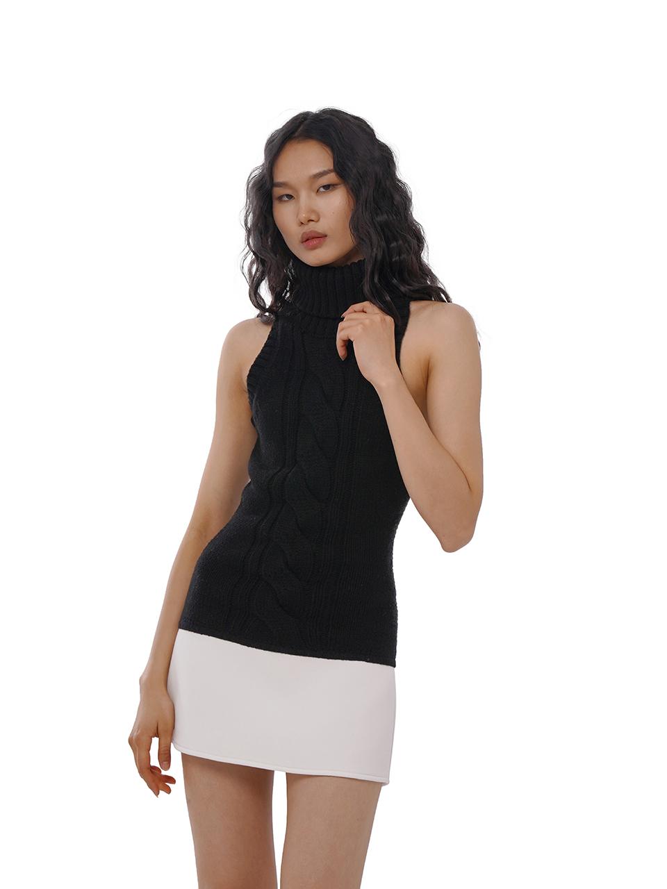 SweetChilling Chunky Knit Cable High Neck Sweater Dress