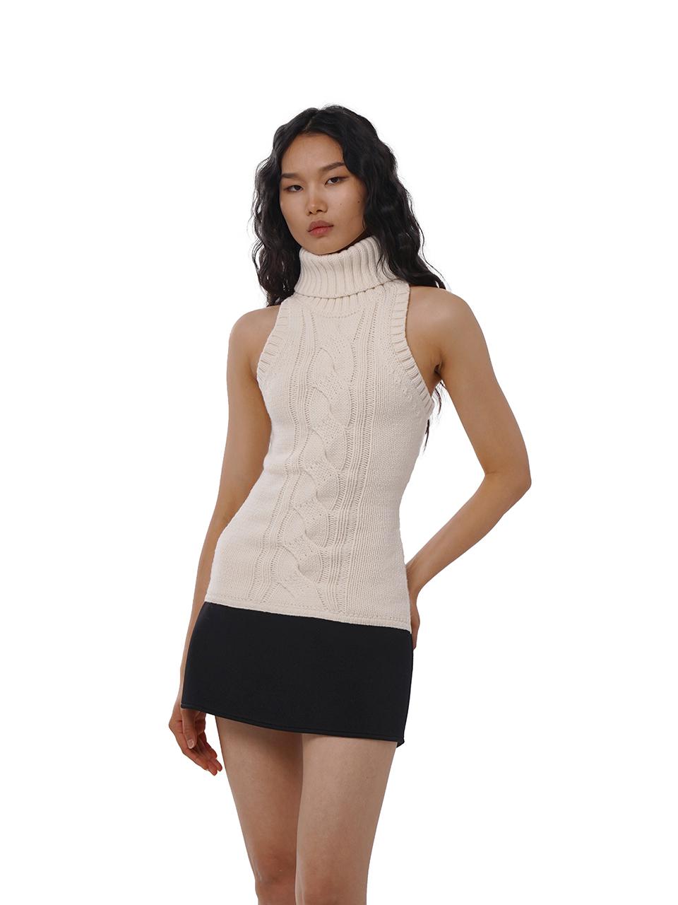 SweetChilling Chunky Knit Cable High Neck Sweater Dress