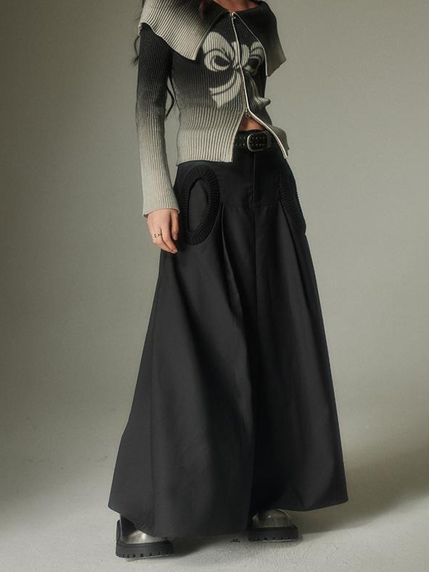 DIDDI MODA Circle Pocket A Line Maxi Skirt