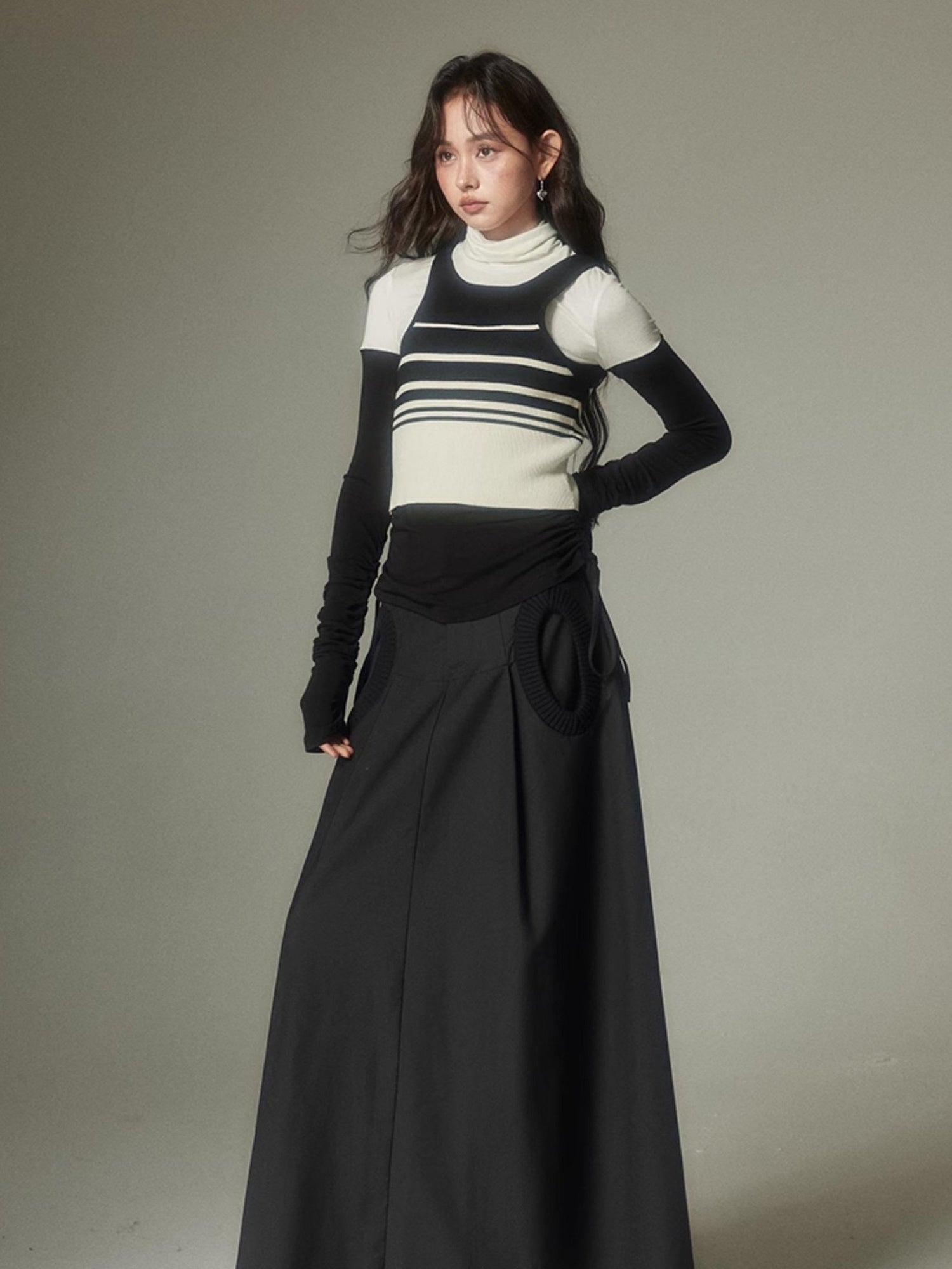 DIDDI MODA Circle Pocket A Line Maxi Skirt