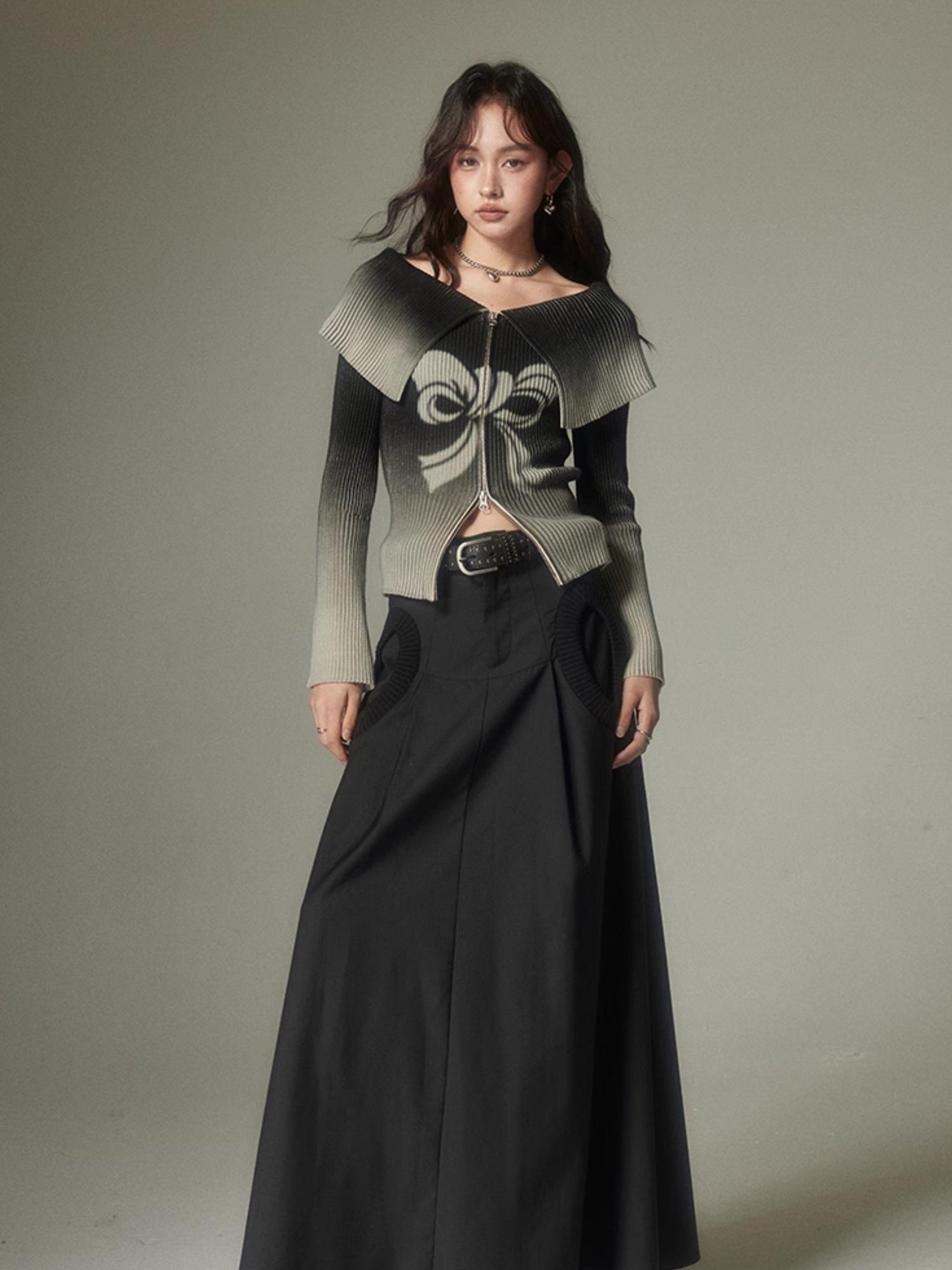 DIDDI MODA Circle Pocket A Line Maxi Skirt