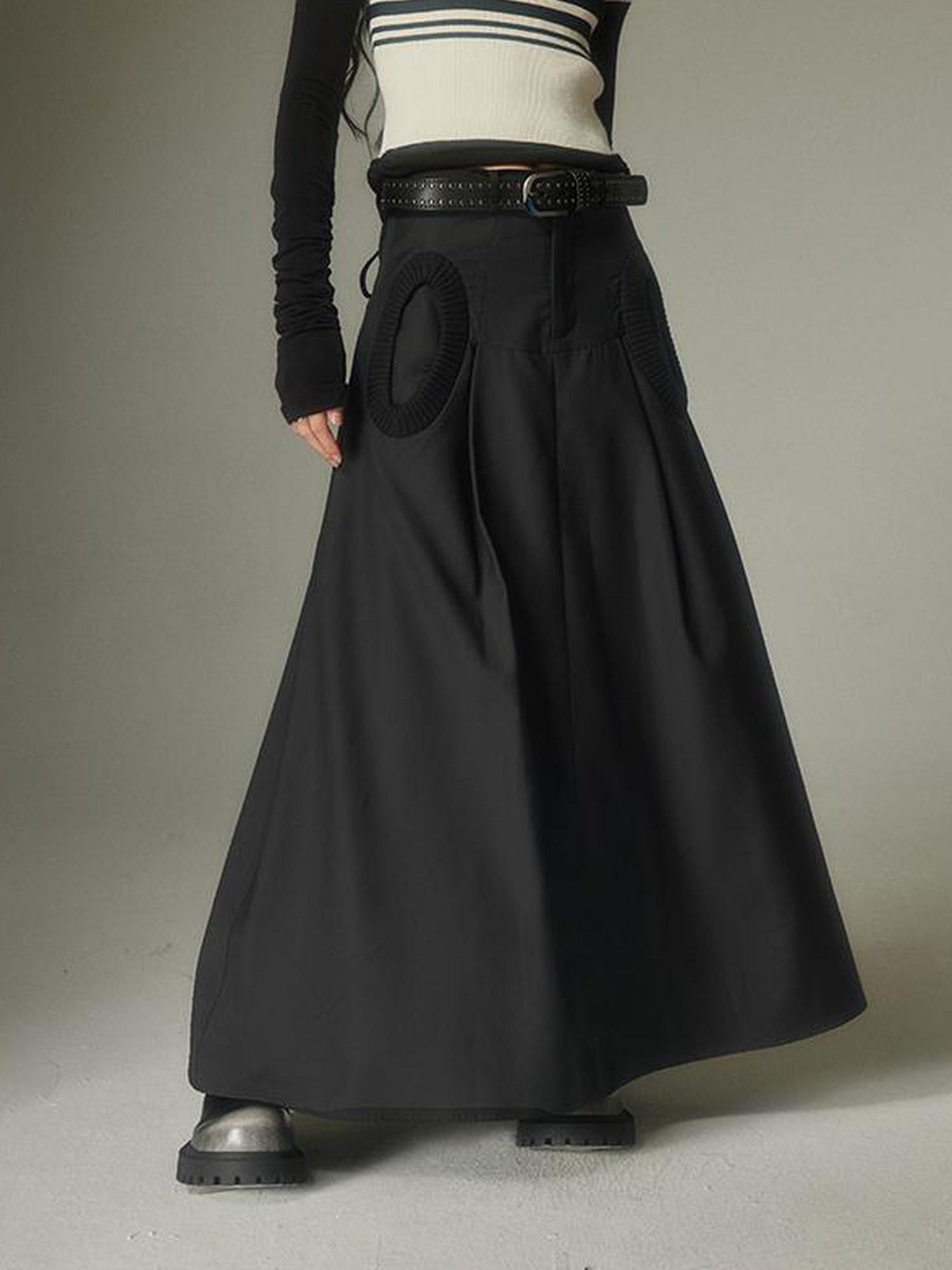 DIDDI MODA Circle Pocket A Line Maxi Skirt