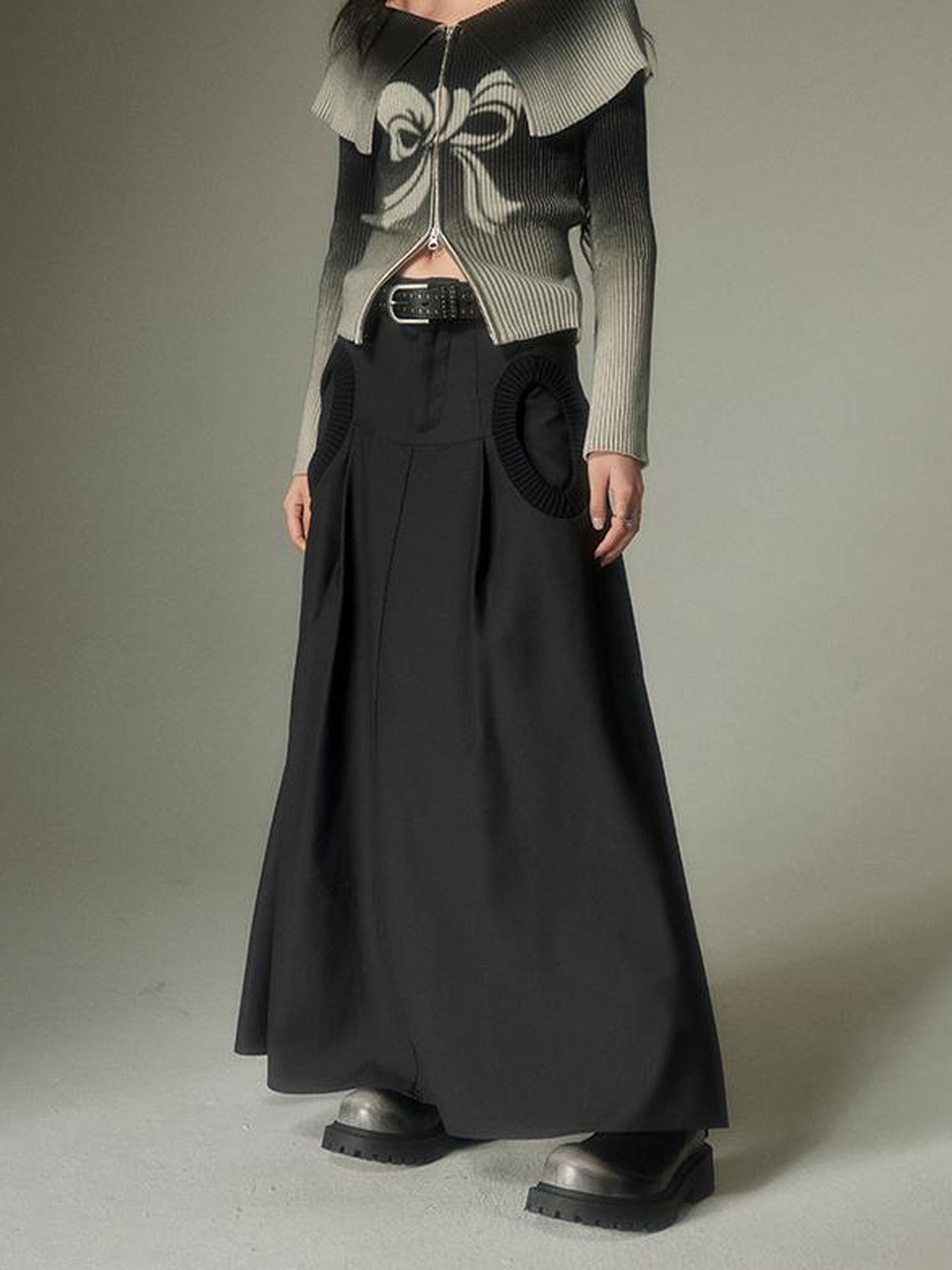 DIDDI MODA Circle Pocket A Line Maxi Skirt