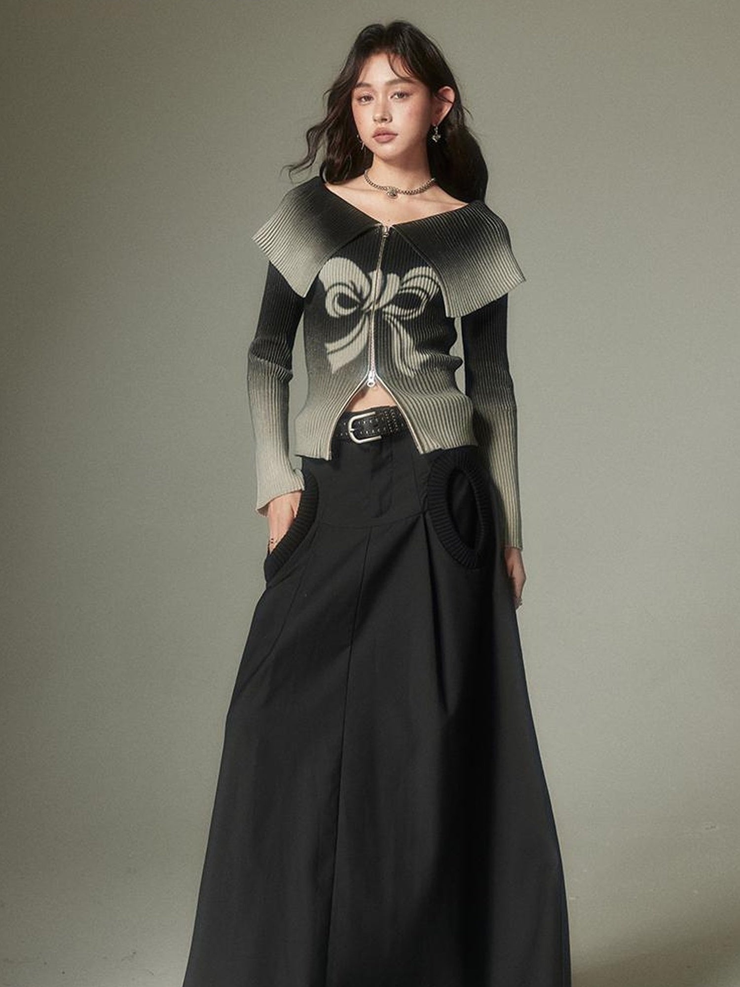 DIDDI MODA Circle Pocket A Line Maxi Skirt