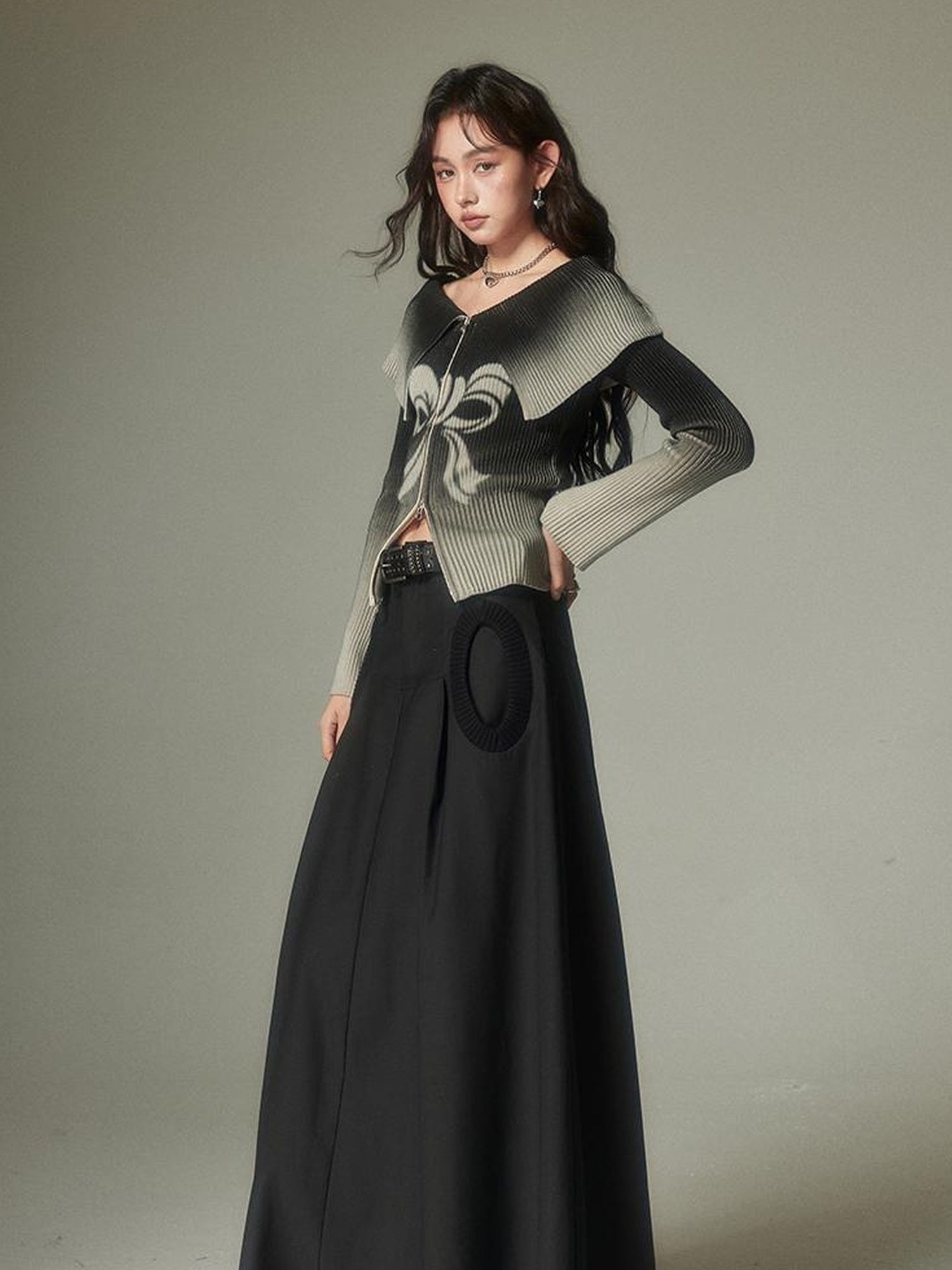 DIDDI MODA Circle Pocket A Line Maxi Skirt