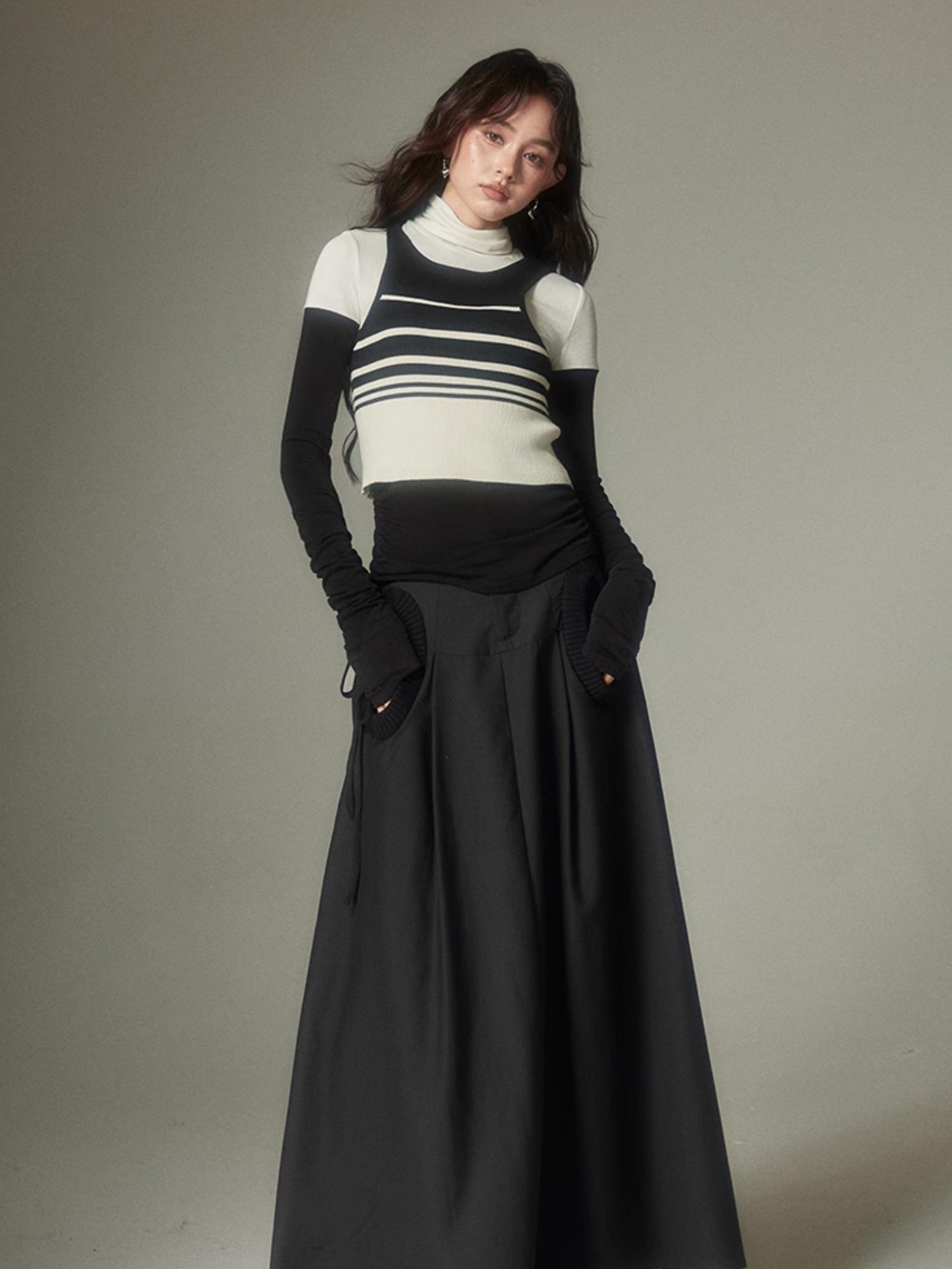 DIDDI MODA Circle Pocket A Line Maxi Skirt