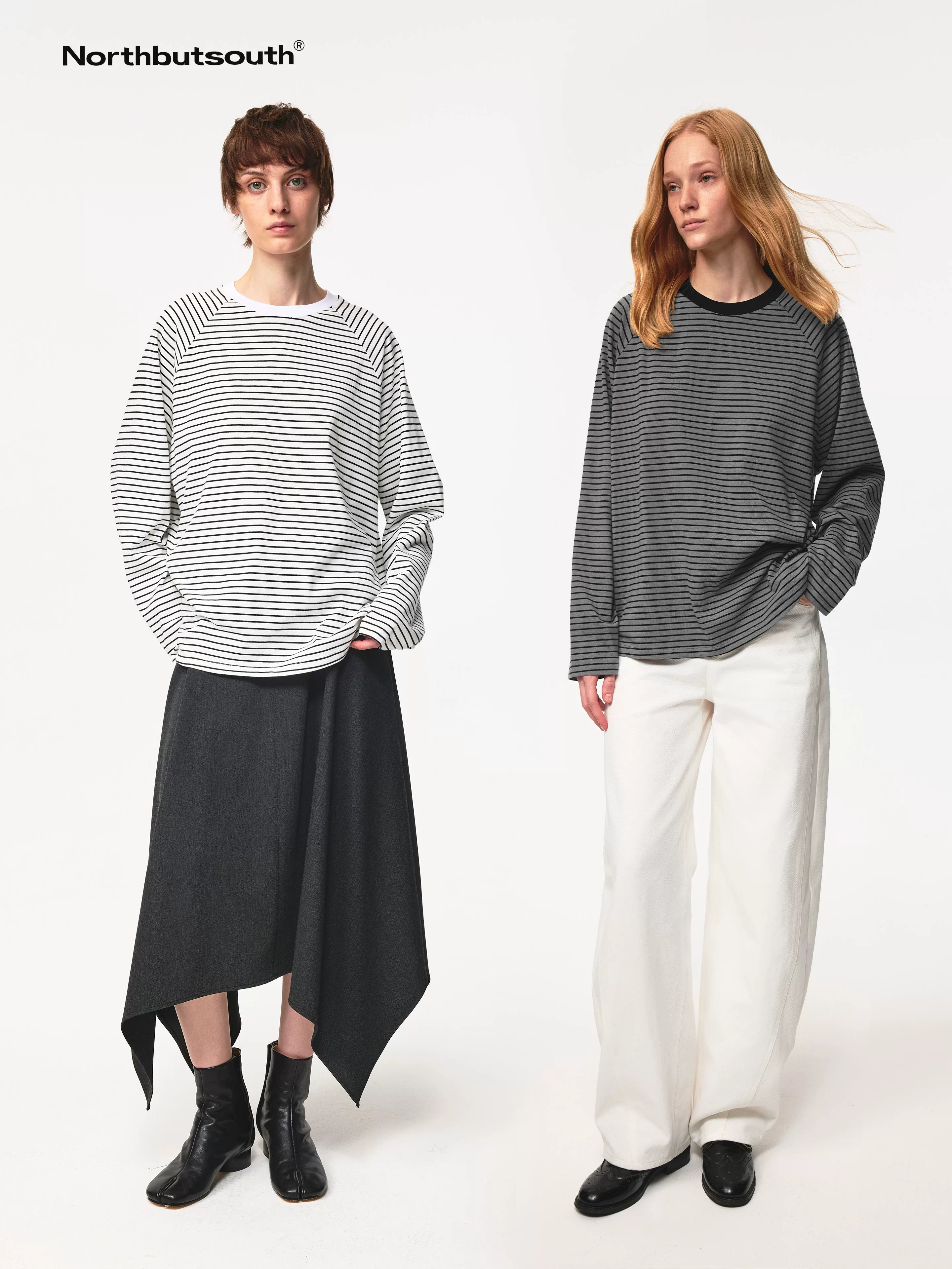 Classic Crew Neck Raglan Sleeve Striped Relaxed Fit T Shirt