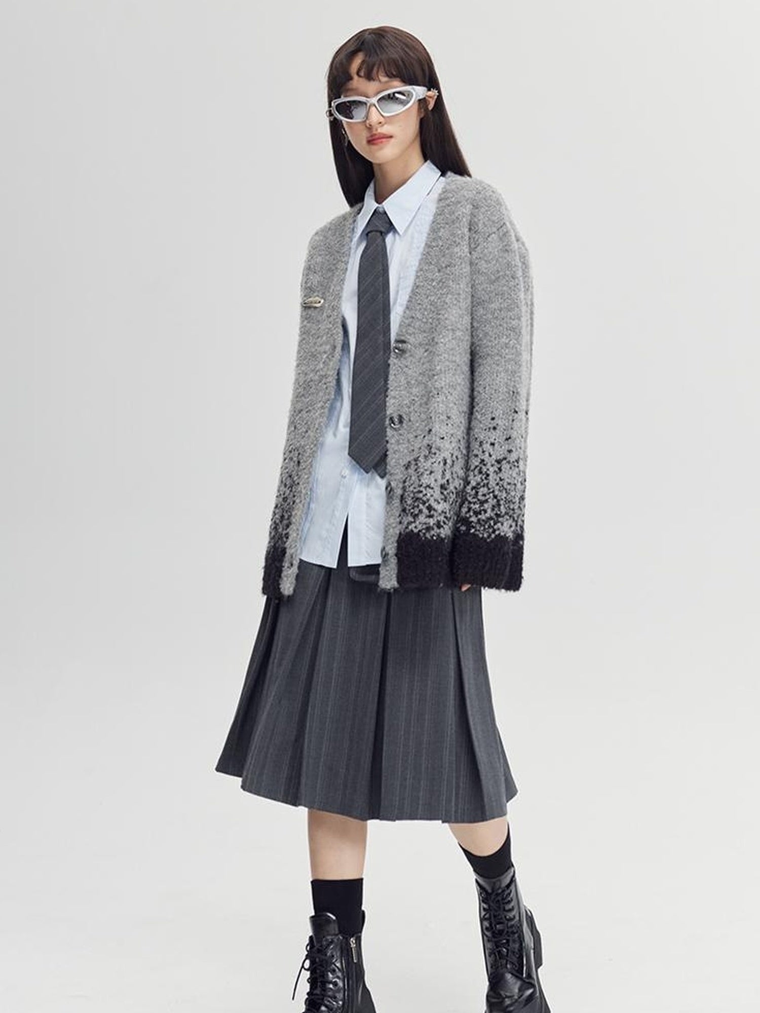 DIDDI MODA Classic Varsity Pleated Skirt With Dual Belts