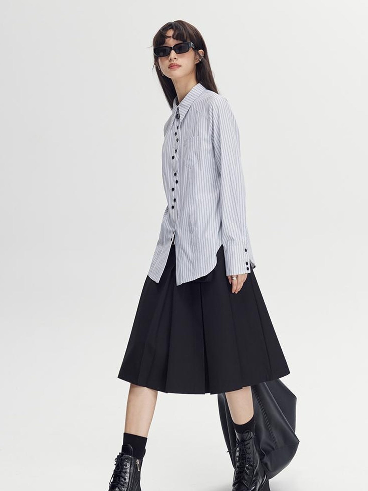 DIDDI MODA Classic Varsity Pleated Skirt With Dual Belts