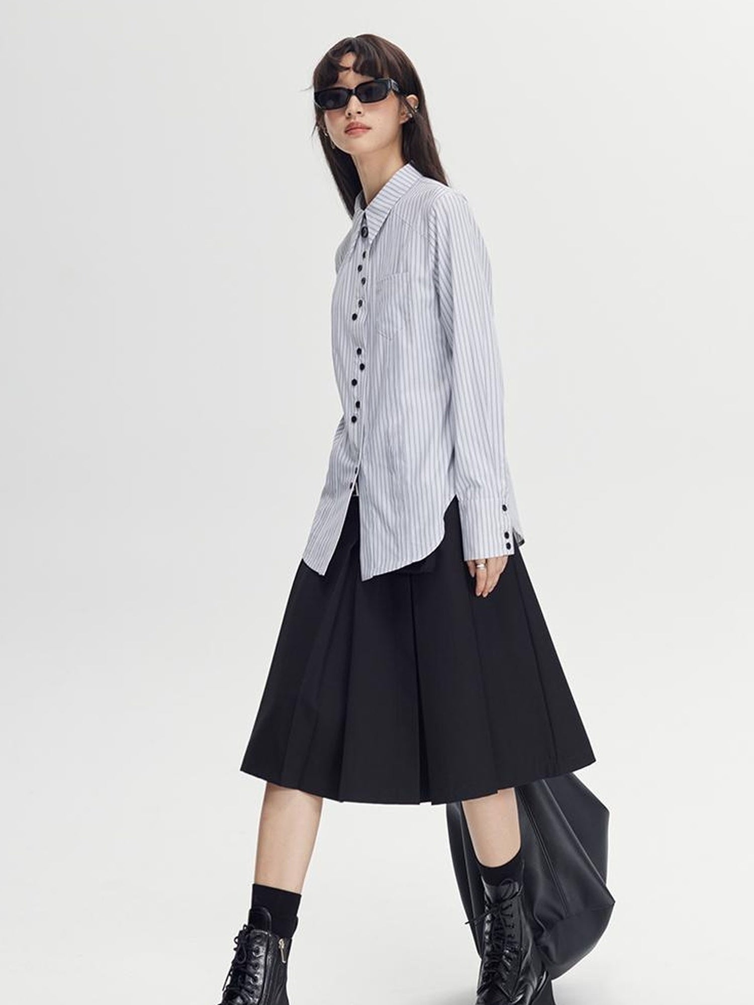 DIDDI MODA Classic Varsity Pleated Skirt With Dual Belts