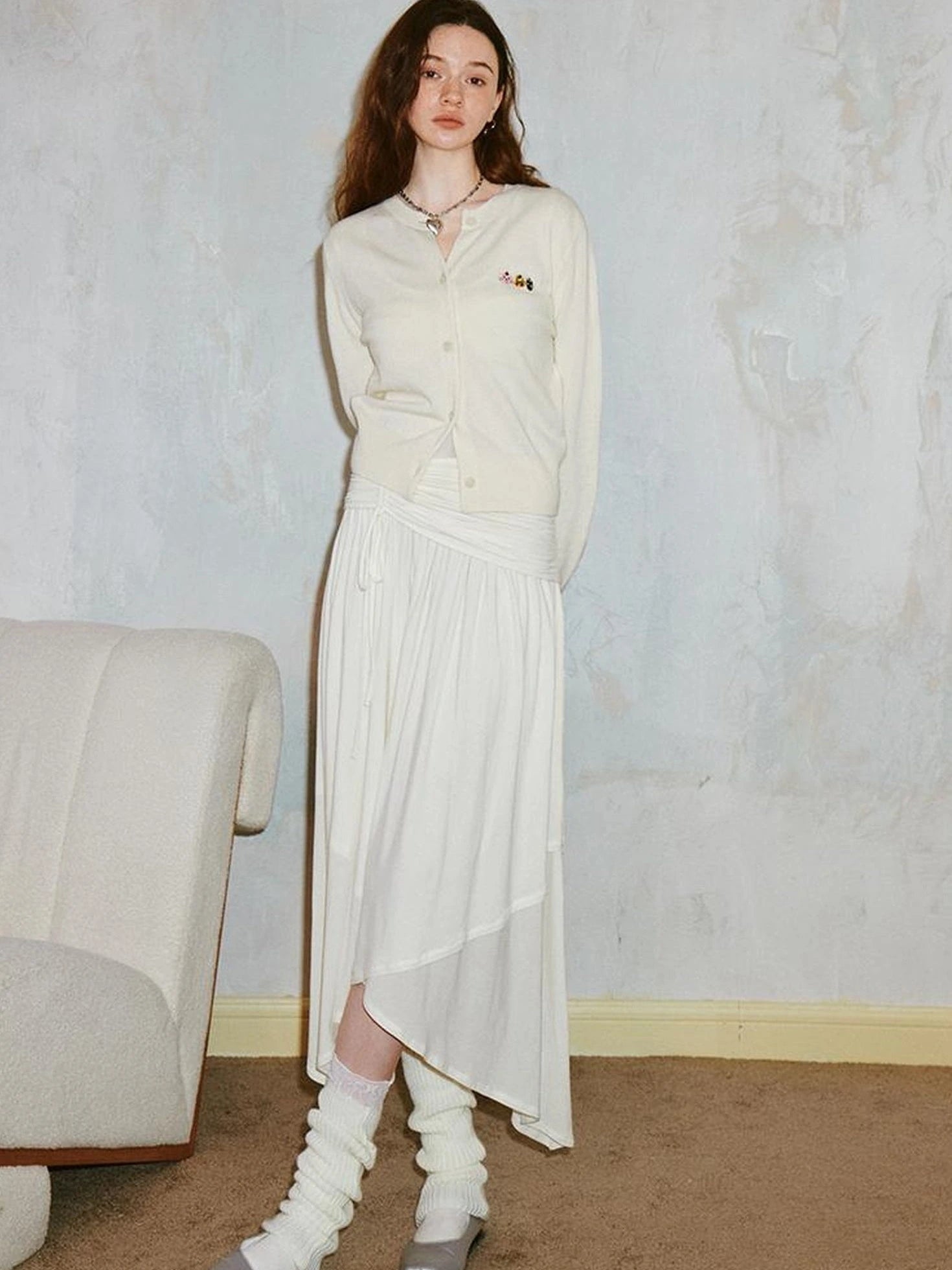 Classicalist Asymmetrical Pleated Maxi Dress