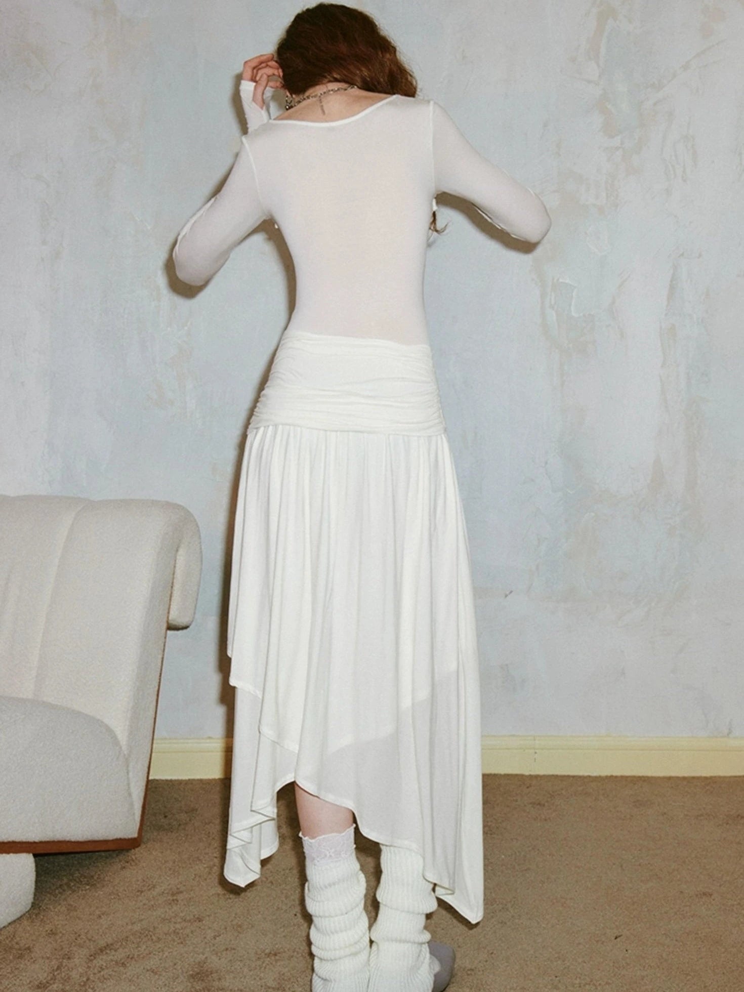 Classicalist Asymmetrical Pleated Maxi Dress