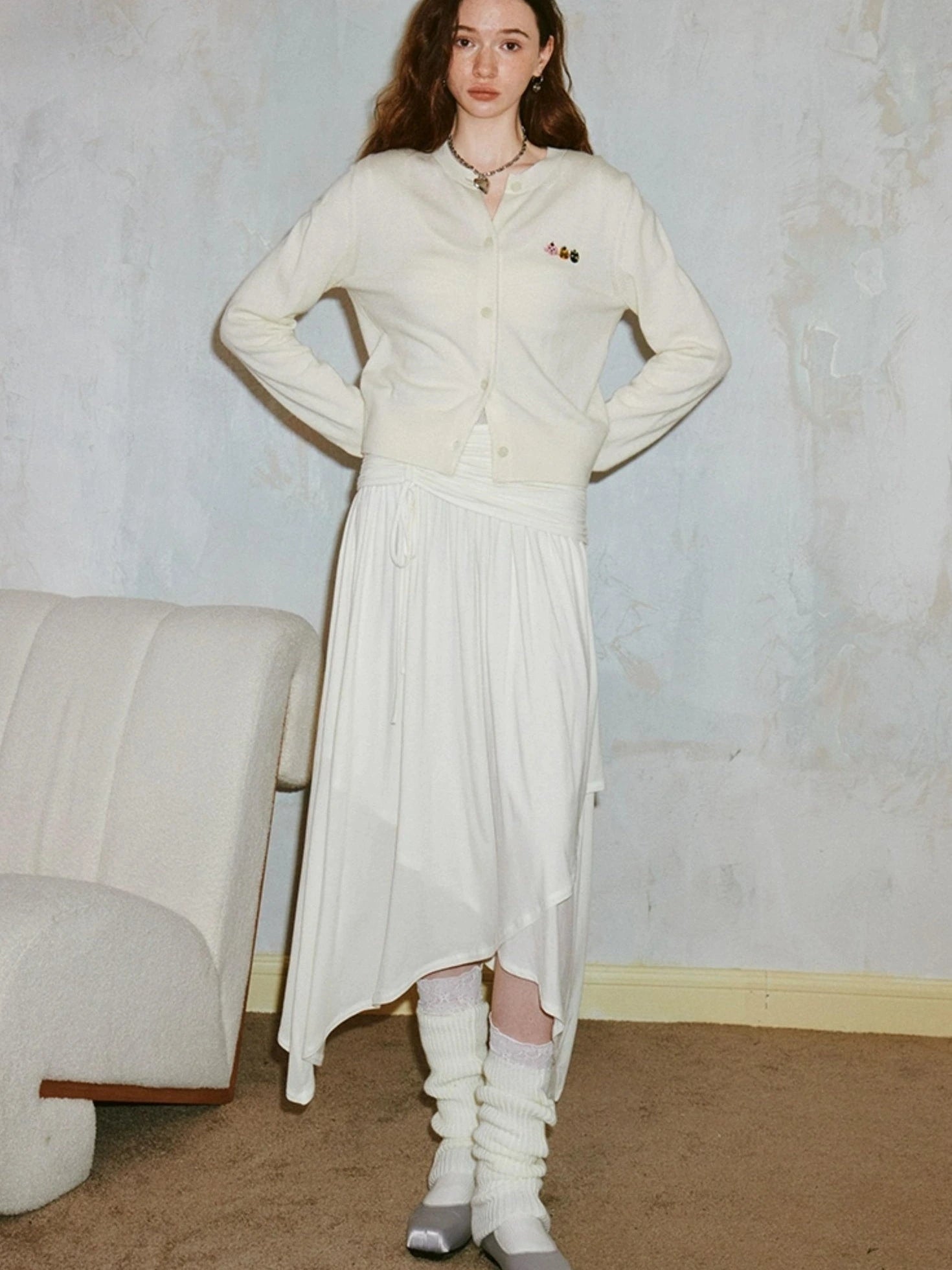 Classicalist Asymmetrical Pleated Maxi Dress