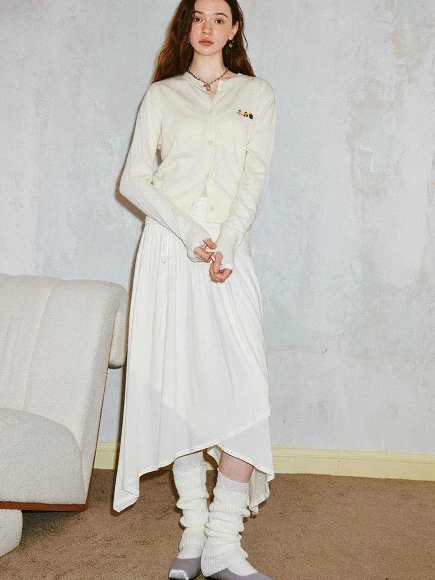 Classicalist Asymmetrical Pleated Maxi Dress