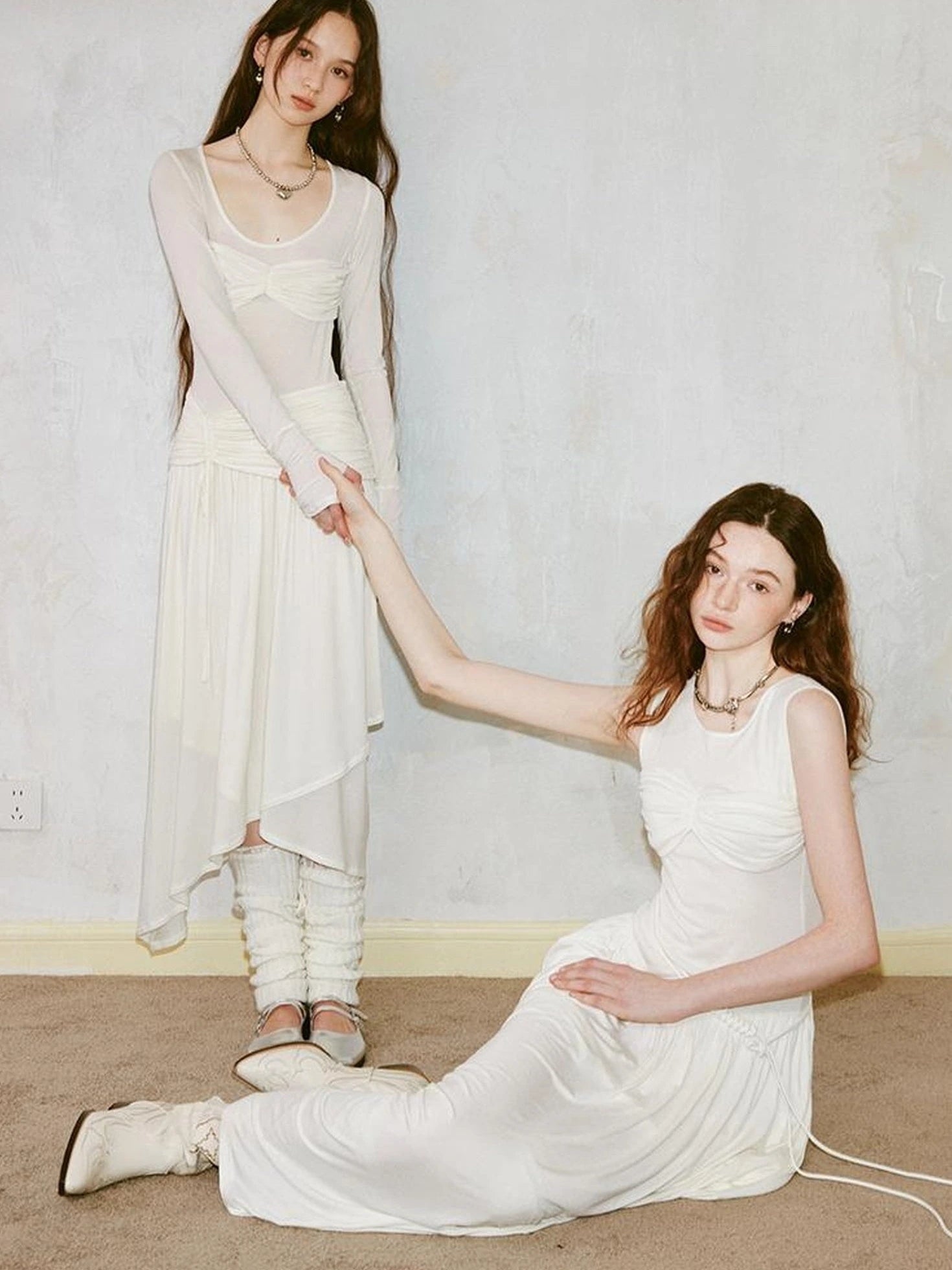 Classicalist Asymmetrical Pleated Maxi Dress