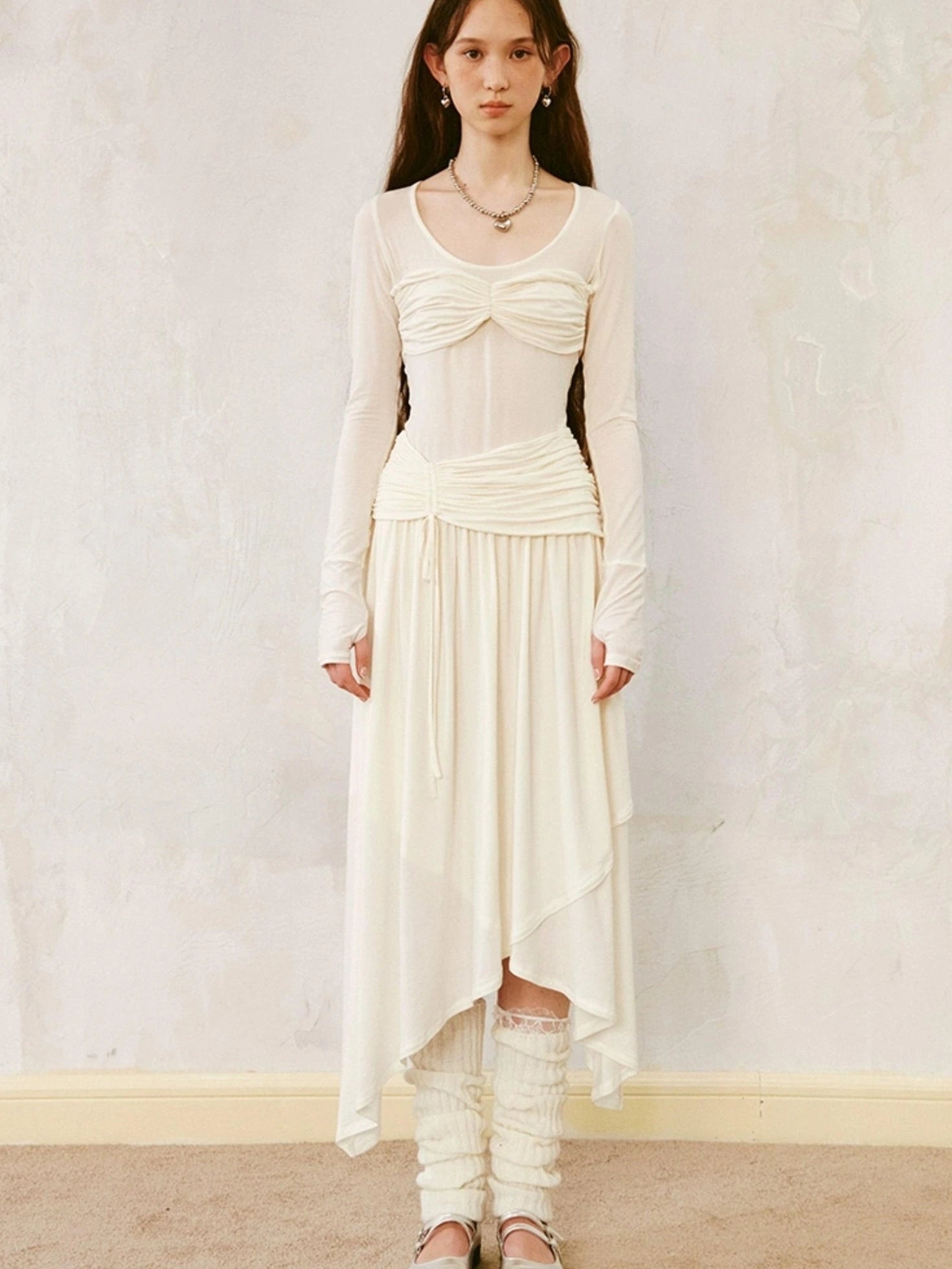 Classicalist Asymmetrical Pleated Maxi Dress