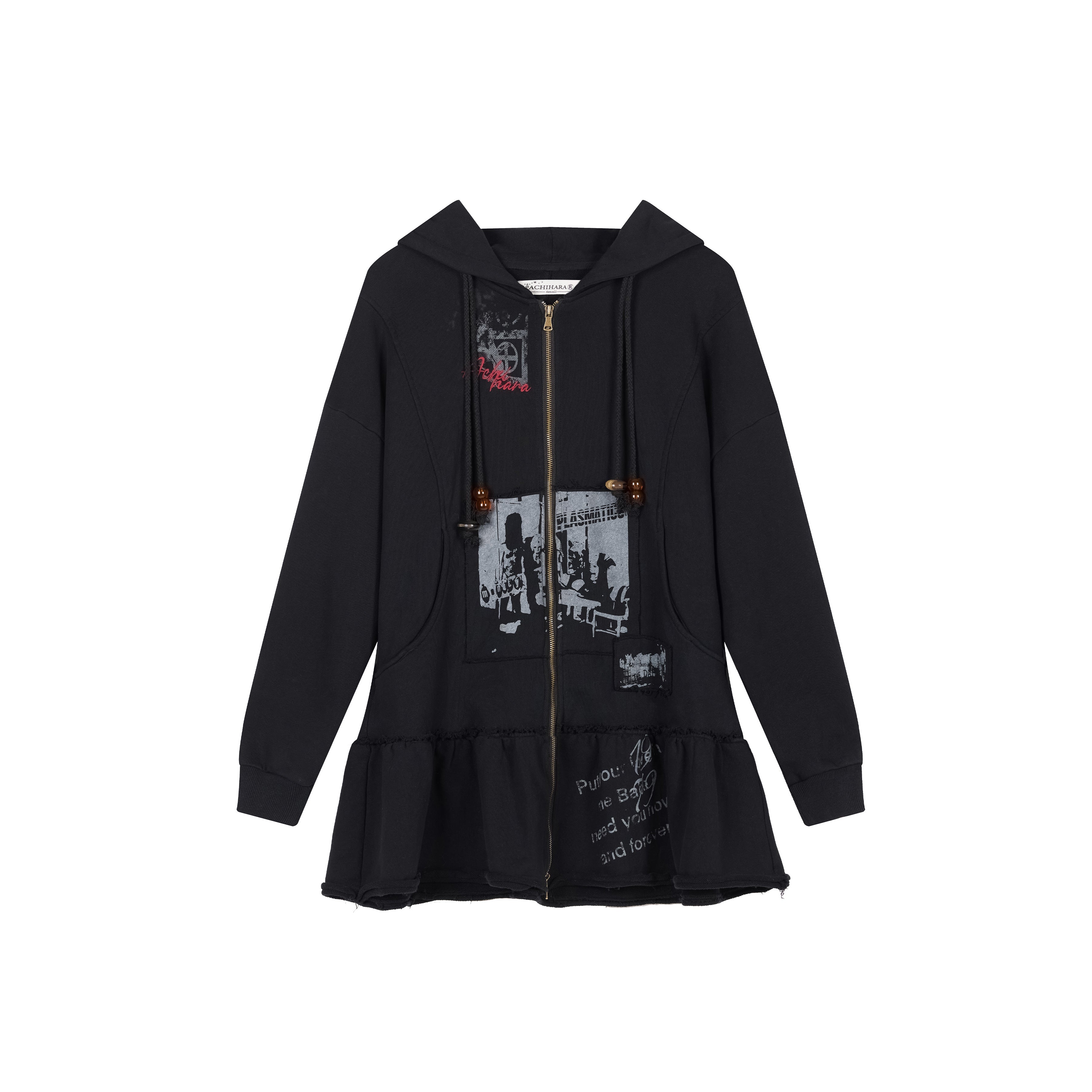 Achihara Plasmatics Punk Band Distressed Cropped Hoodie Dress