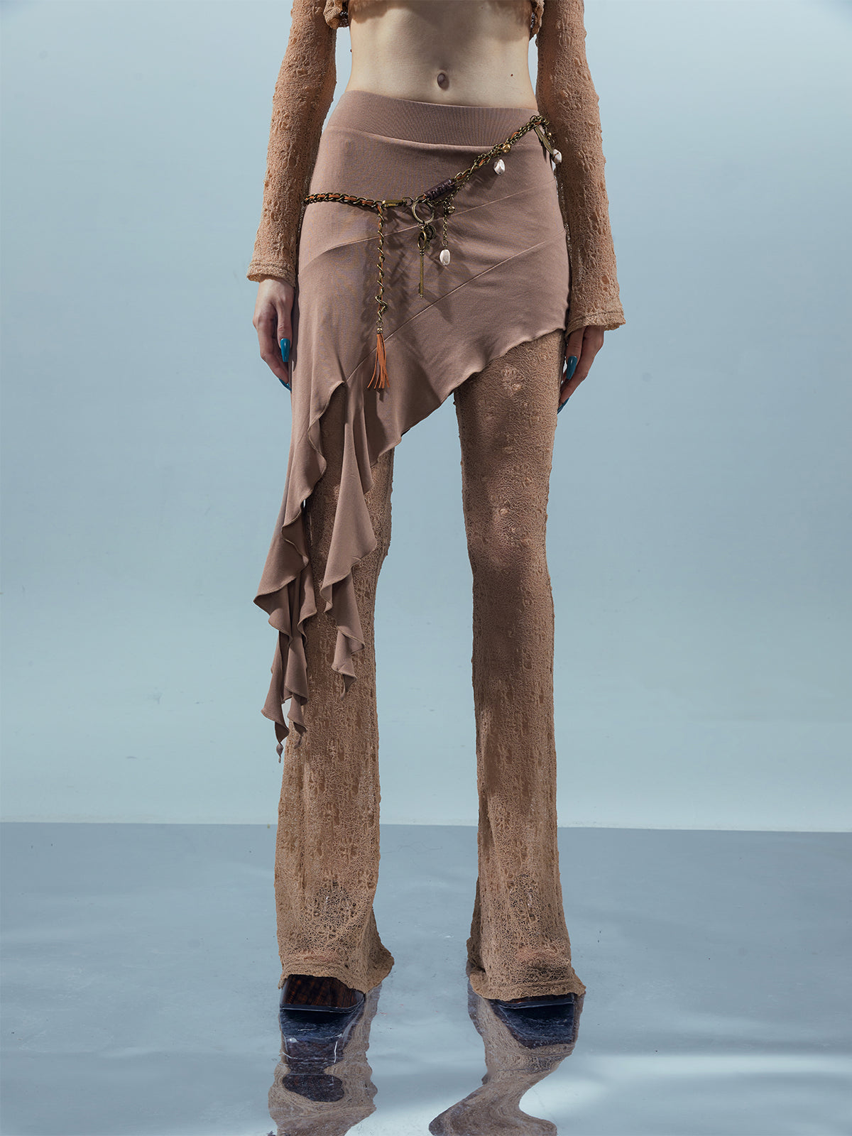 UpdateNN NORTH NODE Piscean Loom Ethereal Threads Flared Lace Culottes