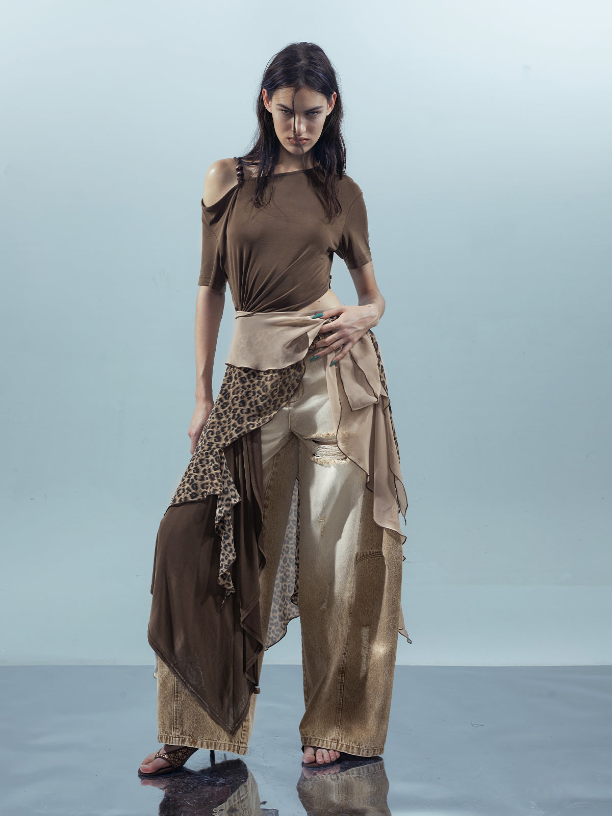 UpdateNN NORTH NODE Piscean Odyssey Off Shoulder Tee With Detachable Scarf