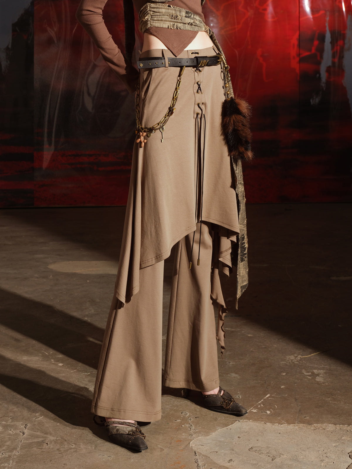 UpdateNN NORTH NODE Pleated Knit Culotte Trousers