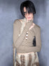 Low Back Beaded V-Neck Long Sleeve Top