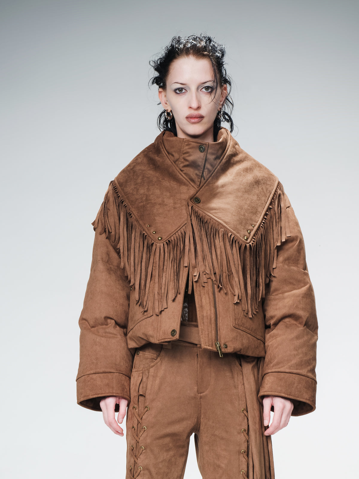 UpdateNN NORTH NODE Detachable Fringe Down Jacket With White Duck Feathers