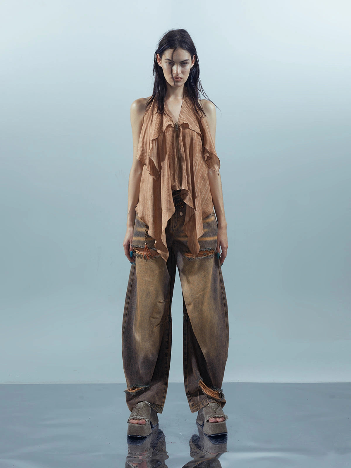 Piscean Loom Ethereal Threads Smocked Backless Camisole