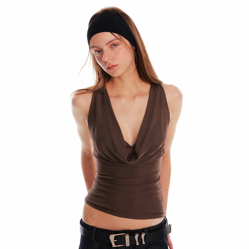 ALINNV STUDIO Acetate Knit V-Neck Tank Top and Camisole Two-Piece Set