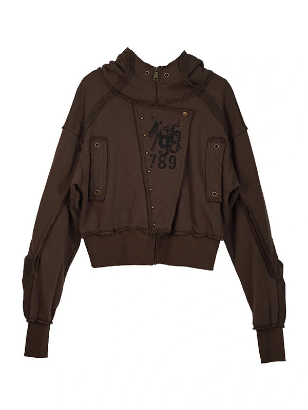 Distressed Digital Print Hooded Sweatshirt