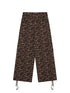 Chocolate Floral Print Wide Leg Trousers With Adjustable Hem
