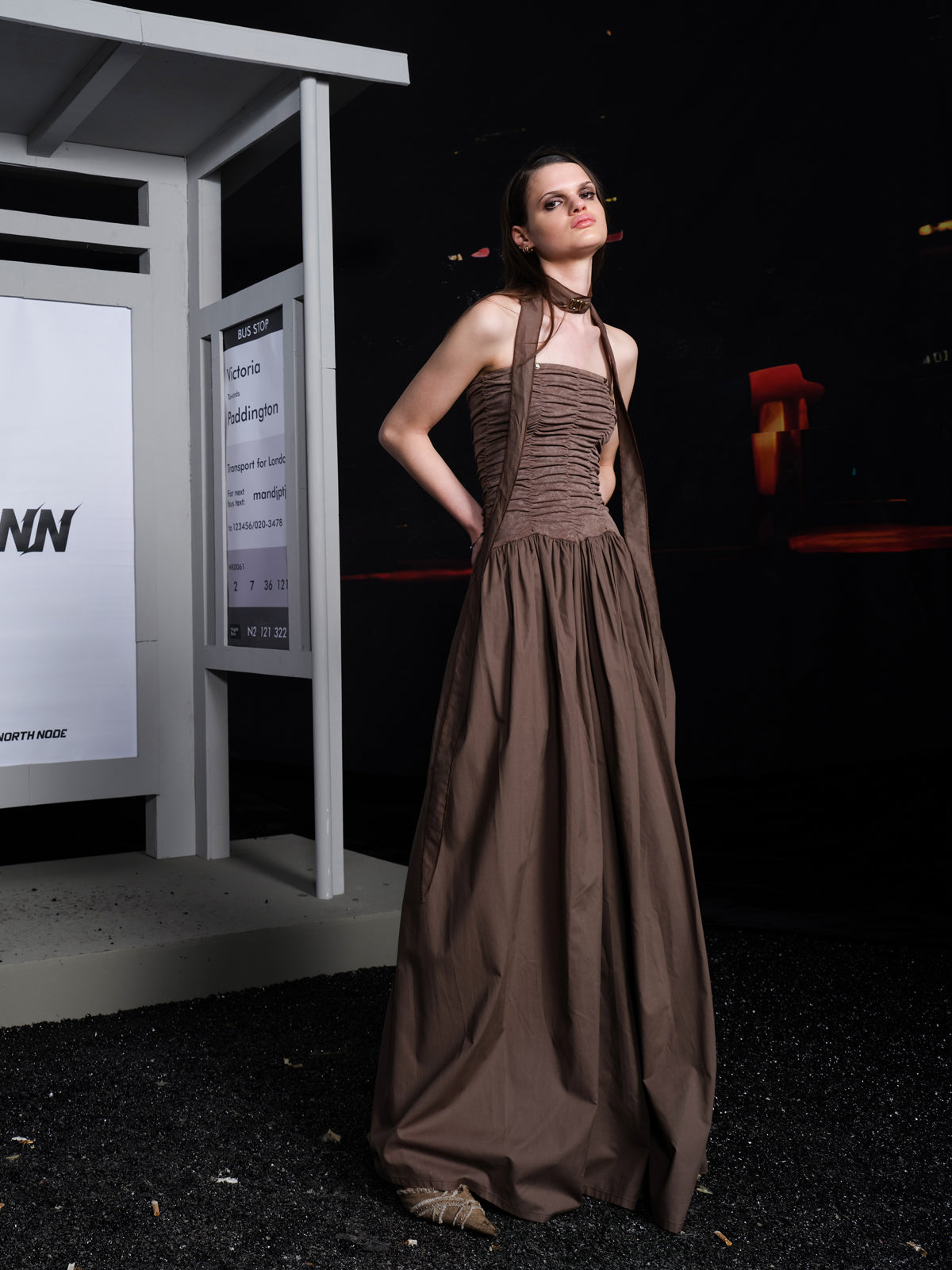 UpdateNN NORTH NODE Banquet Escape Pleated Bustier V-Neck Dress