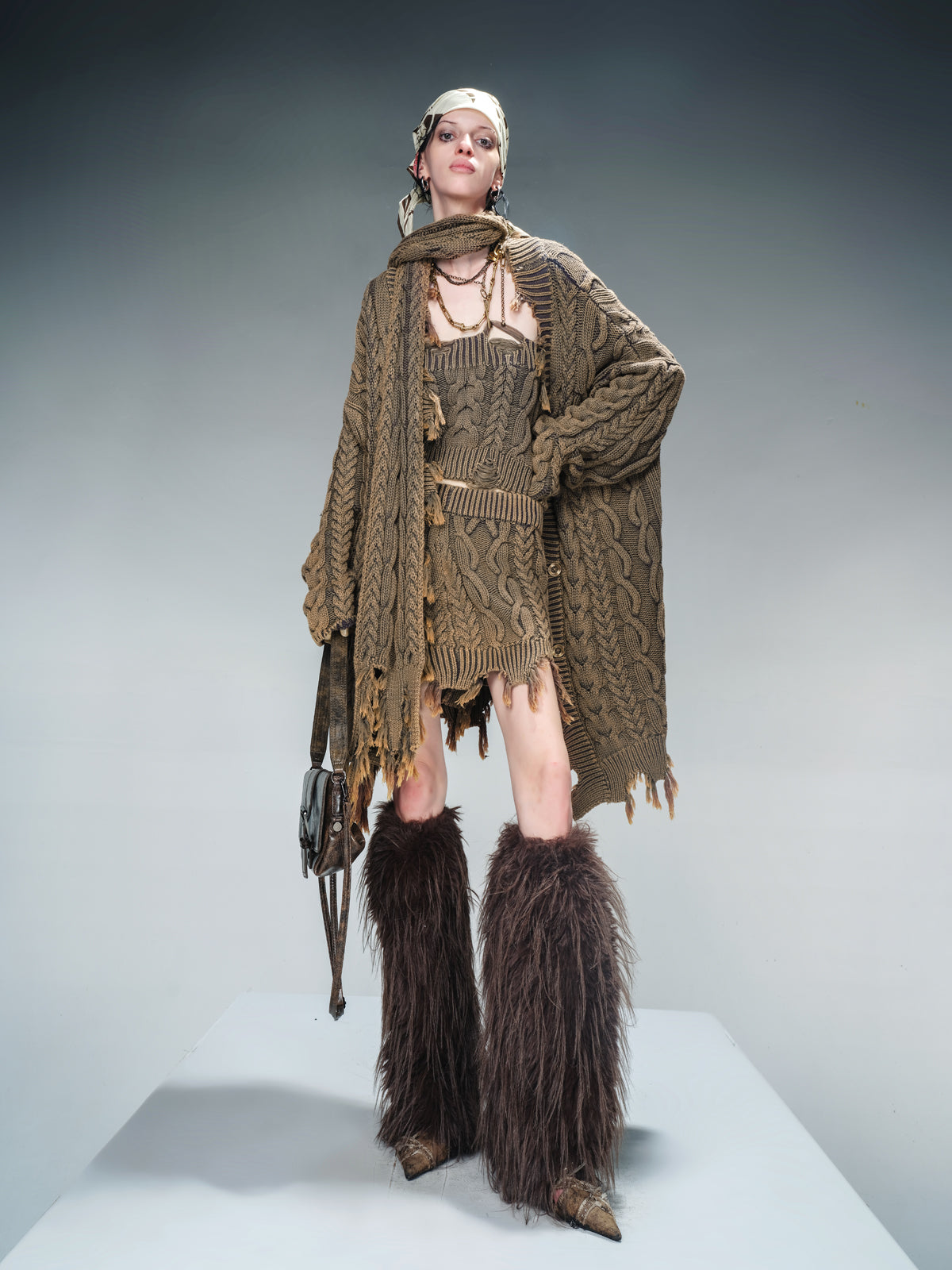 UpdateNN NORTH NODE Vintage Washed Thick Cable Knit Sweater Set