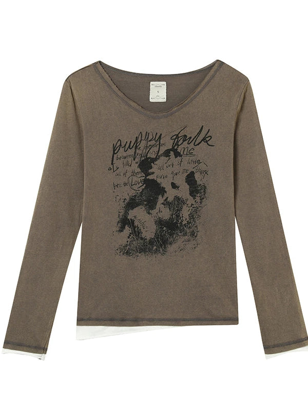 Vintage Sunscreen Pure Color Long Sleeve T Shirt