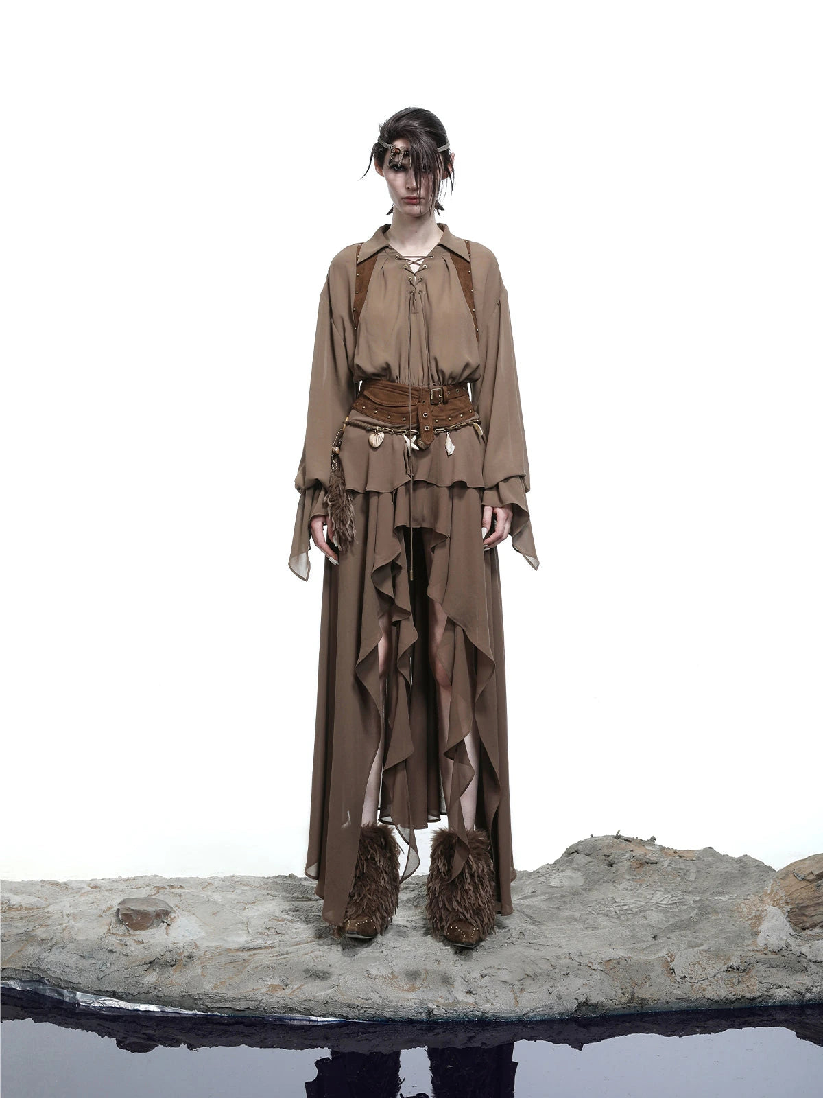 Petal Frilled Chiffon Layered Dress