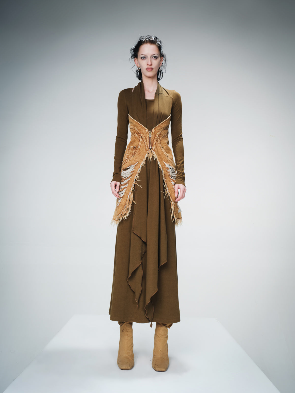 UpdateNN NORTH NODE Cowboy Corset Dress with Detachable Scarf