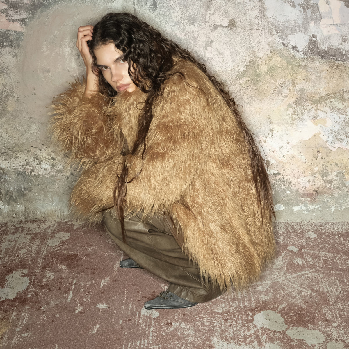 UpdateNN NORTH NODE Long Plush Insulated Coat With Astral Motifs