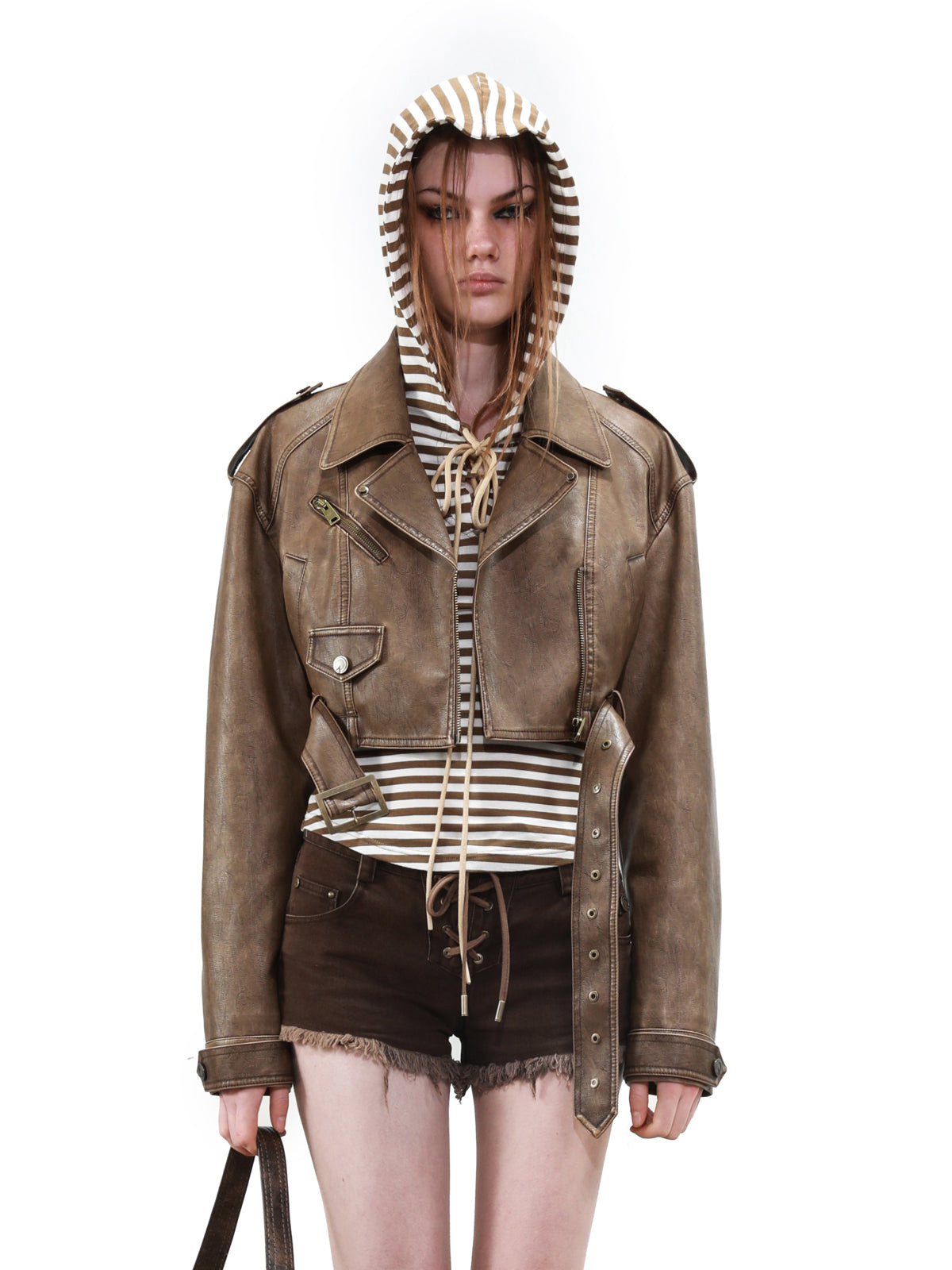 UpdateNN NORTH NODE Vintage Cropped Biker Jacket