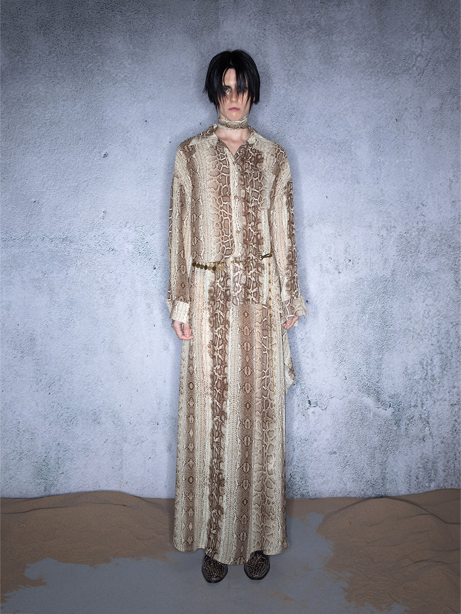UpdateNN NORTH NODE Snake Print Chiffon Shirt Dress Multi Way Wear