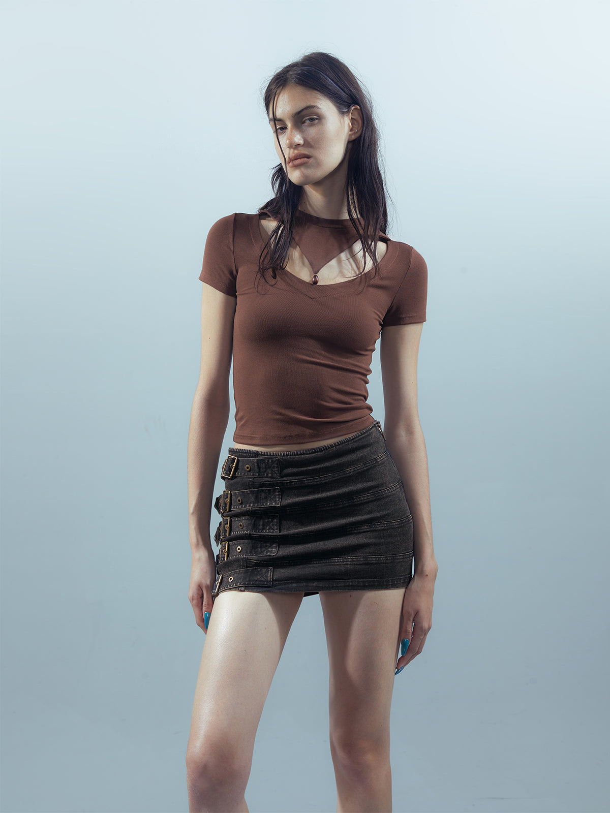 UpdateNN NORTH NODE Piscean Odyssey Ethereal Hollowed Beaded V-neck T-shirt Long Sleeve