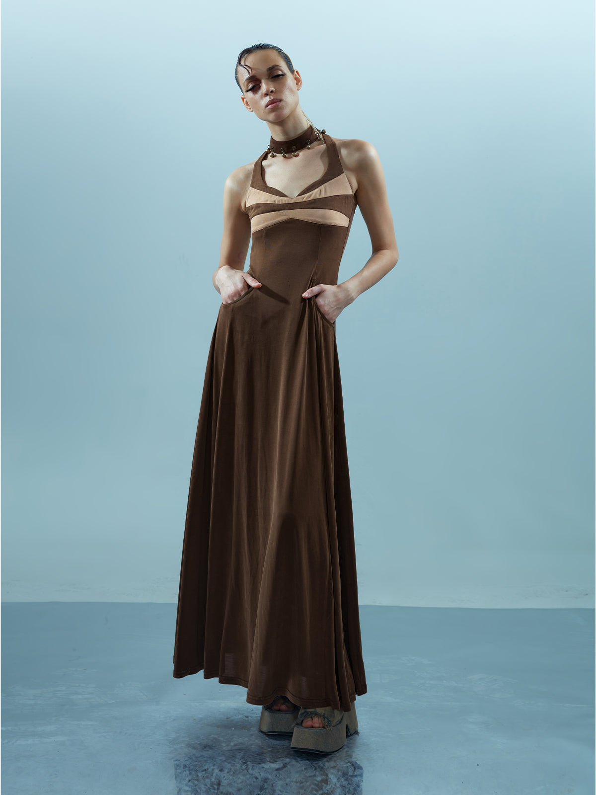 NN NORTH NODE Pisces Loom Ethereal Threads V-Neck Dress