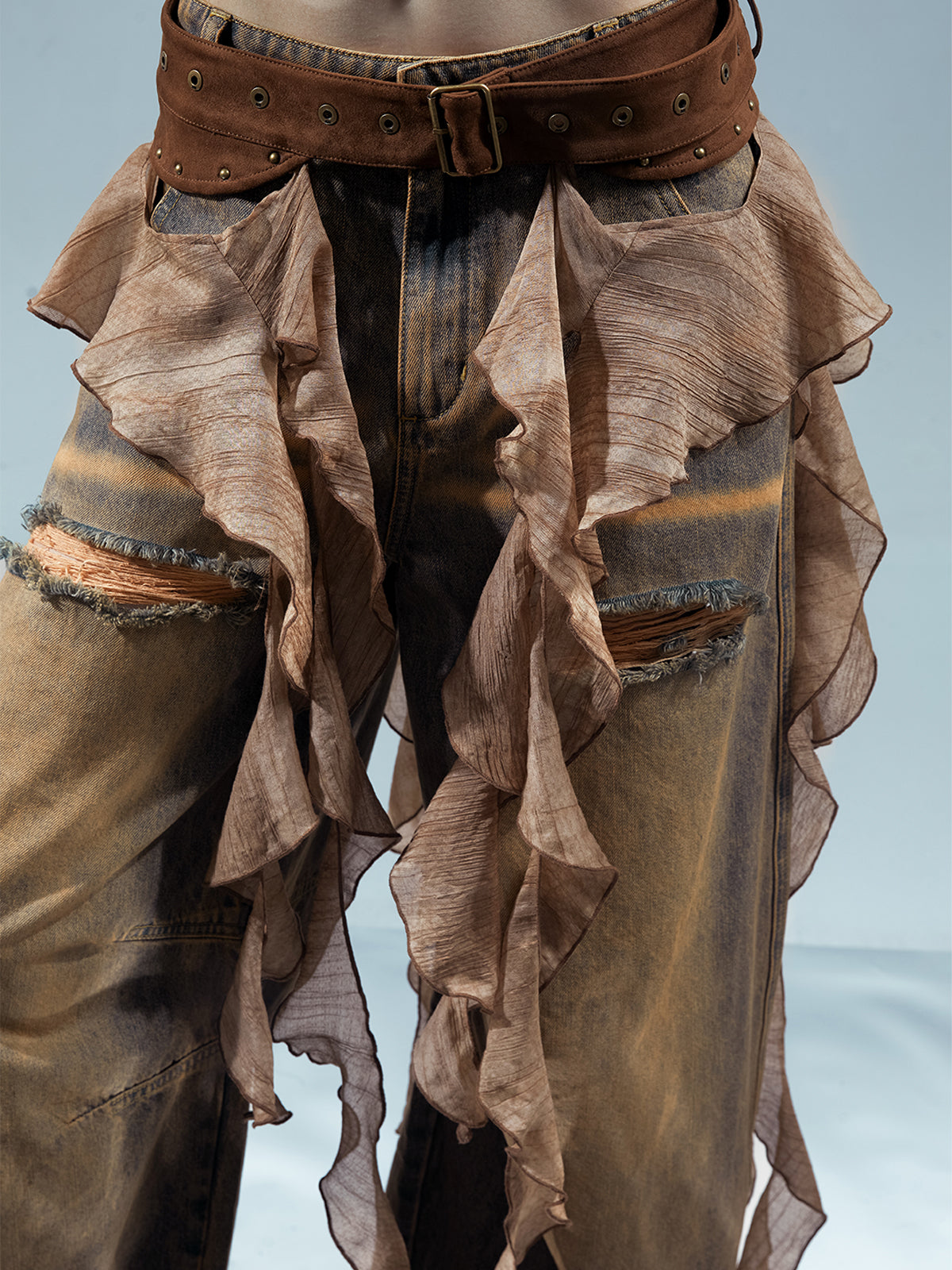 UpdateNN NORTH NODE Pisces Loom Ethereal Threads Cascading Hem V-Neck T-Shirt Long-Sleeve