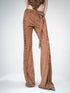 UpdateNN NORTH NODE Suede Flared Trousers with Detachable Waist Sash and Lacing Detail