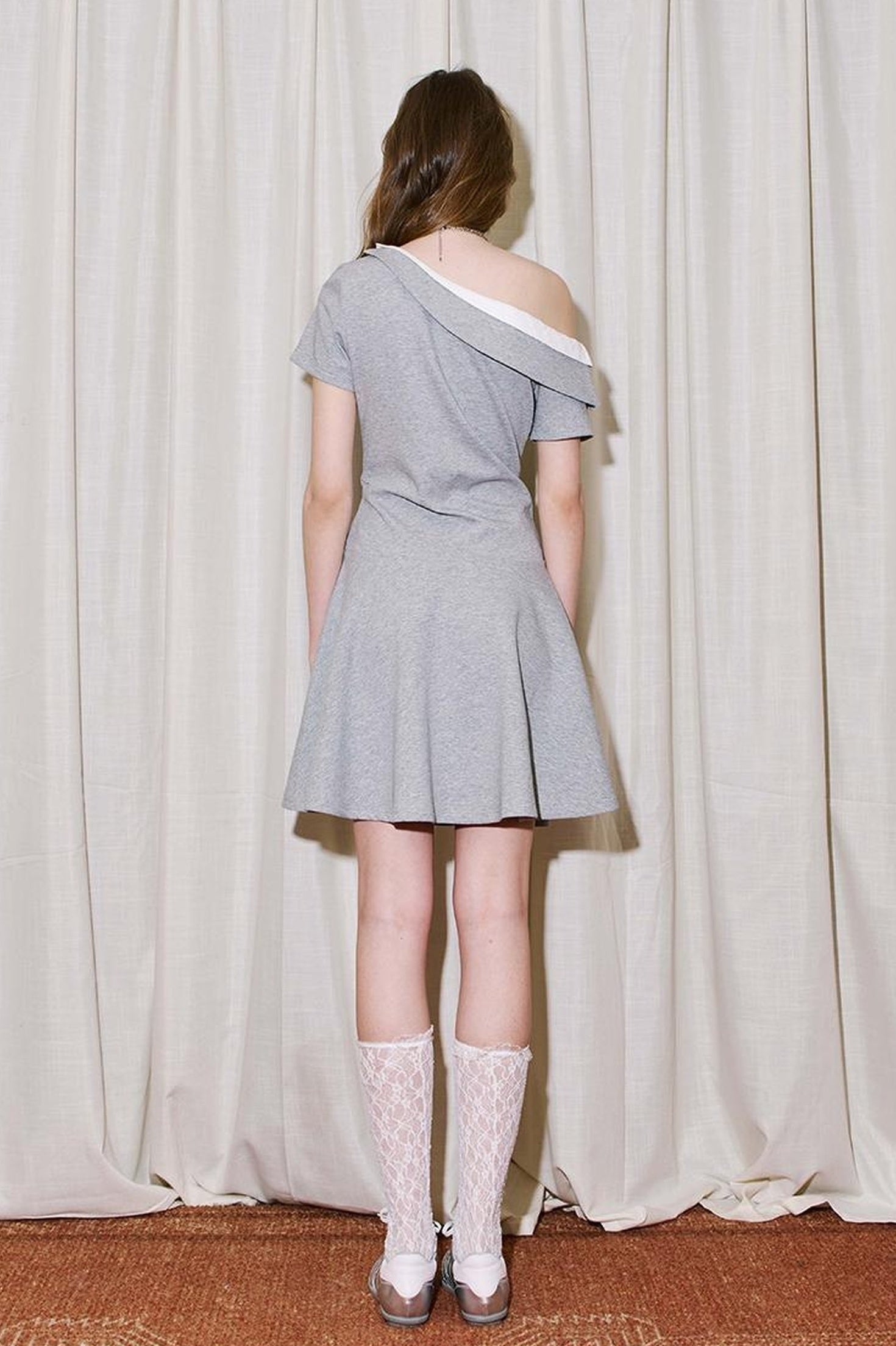 DIDDI MODA Color Block Asymmetric Tie Waist Dress