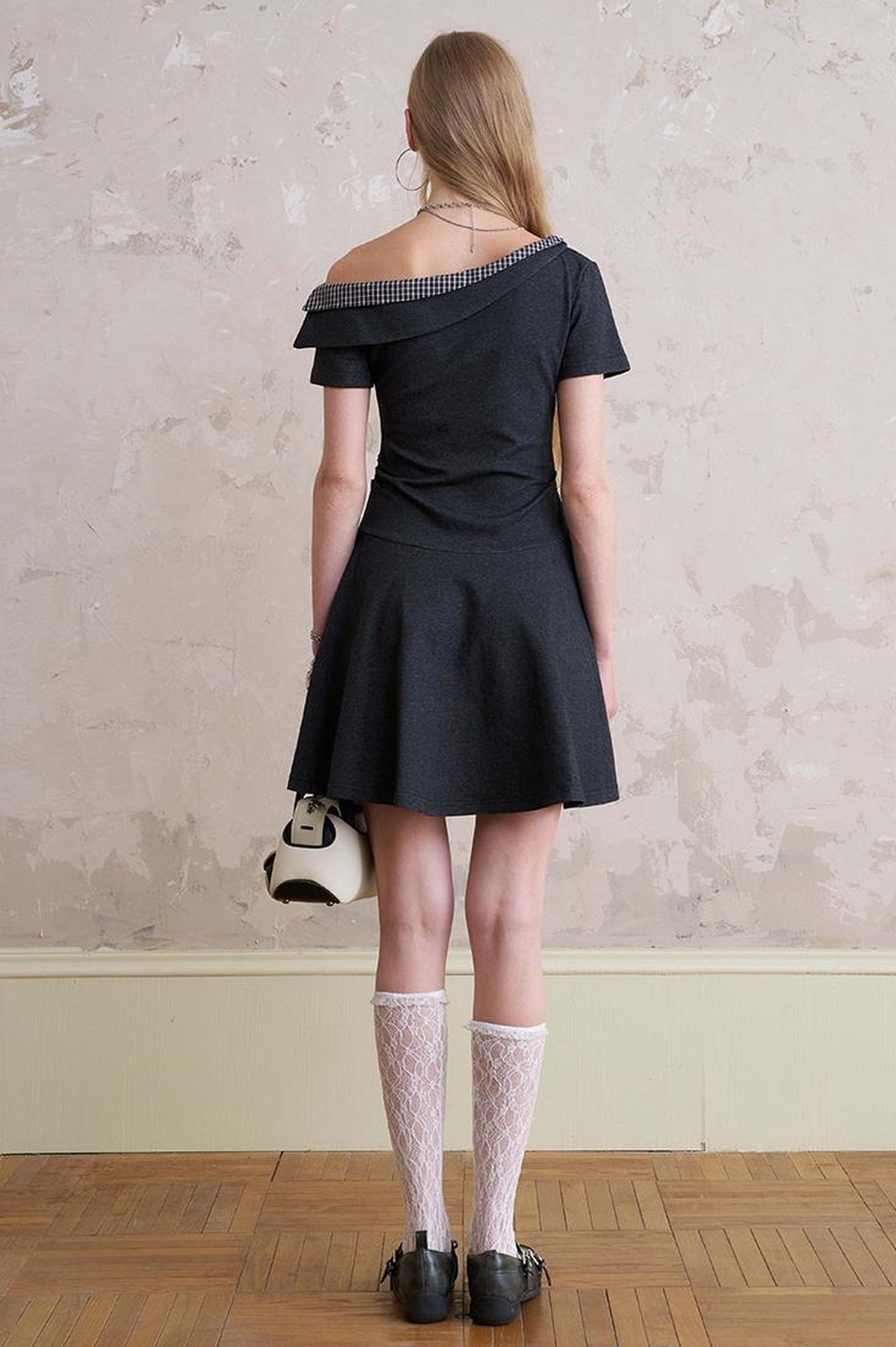 DIDDI MODA Color Block Asymmetric Tie Waist Dress