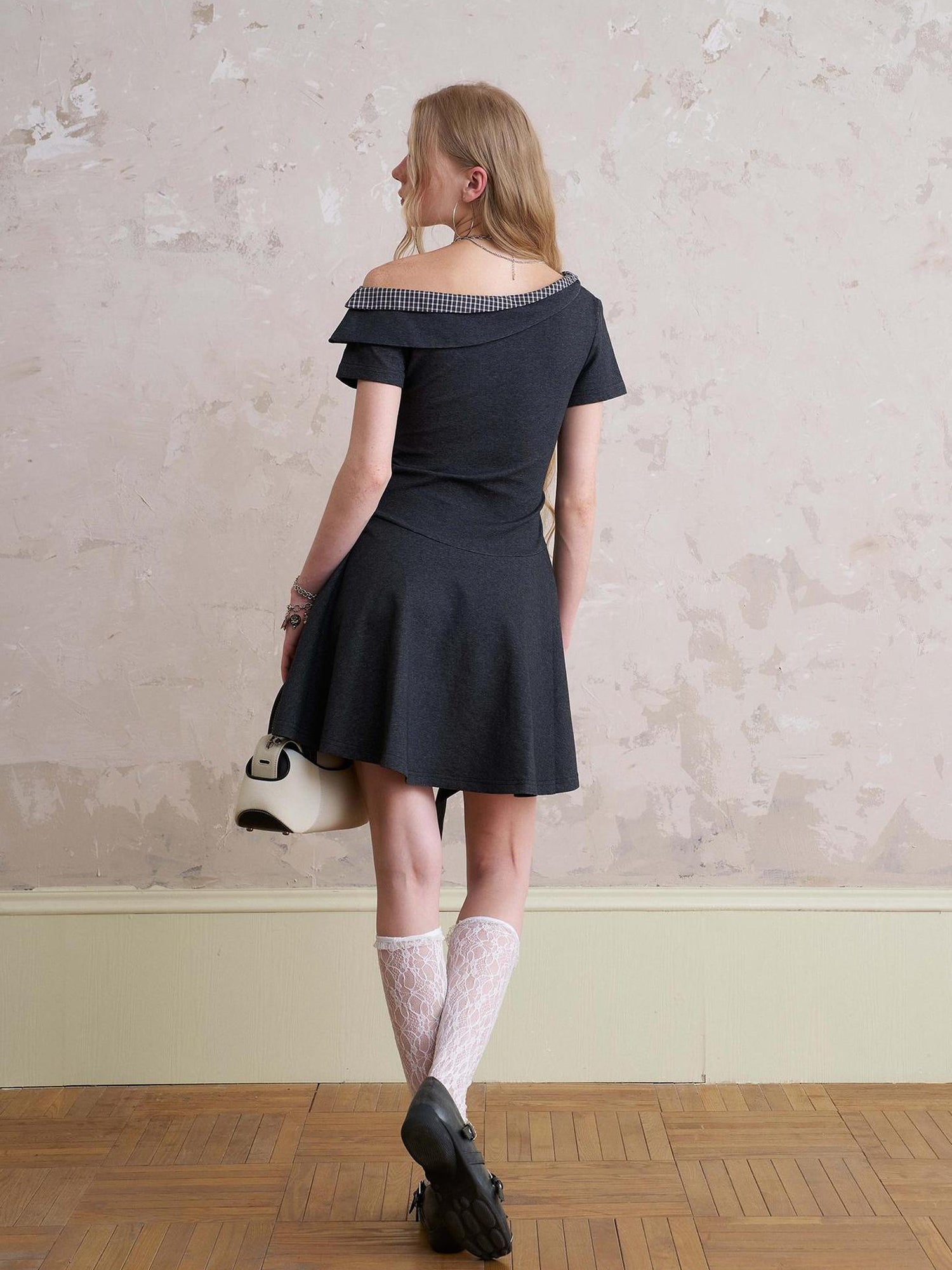 DIDDI MODA Color Block Asymmetric Tie Waist Dress