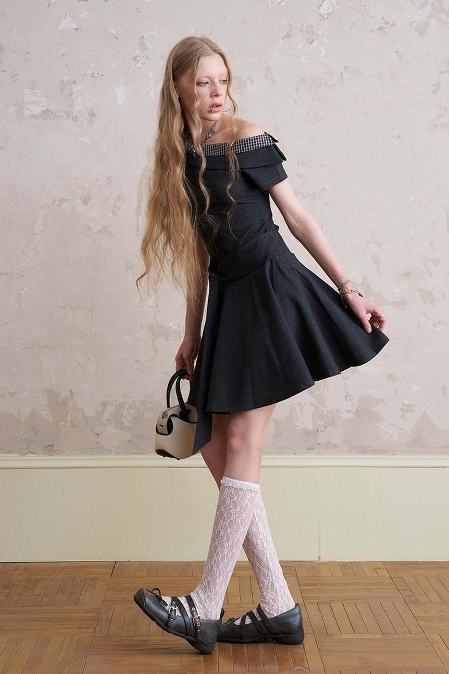 DIDDI MODA Color Block Asymmetric Tie Waist Dress